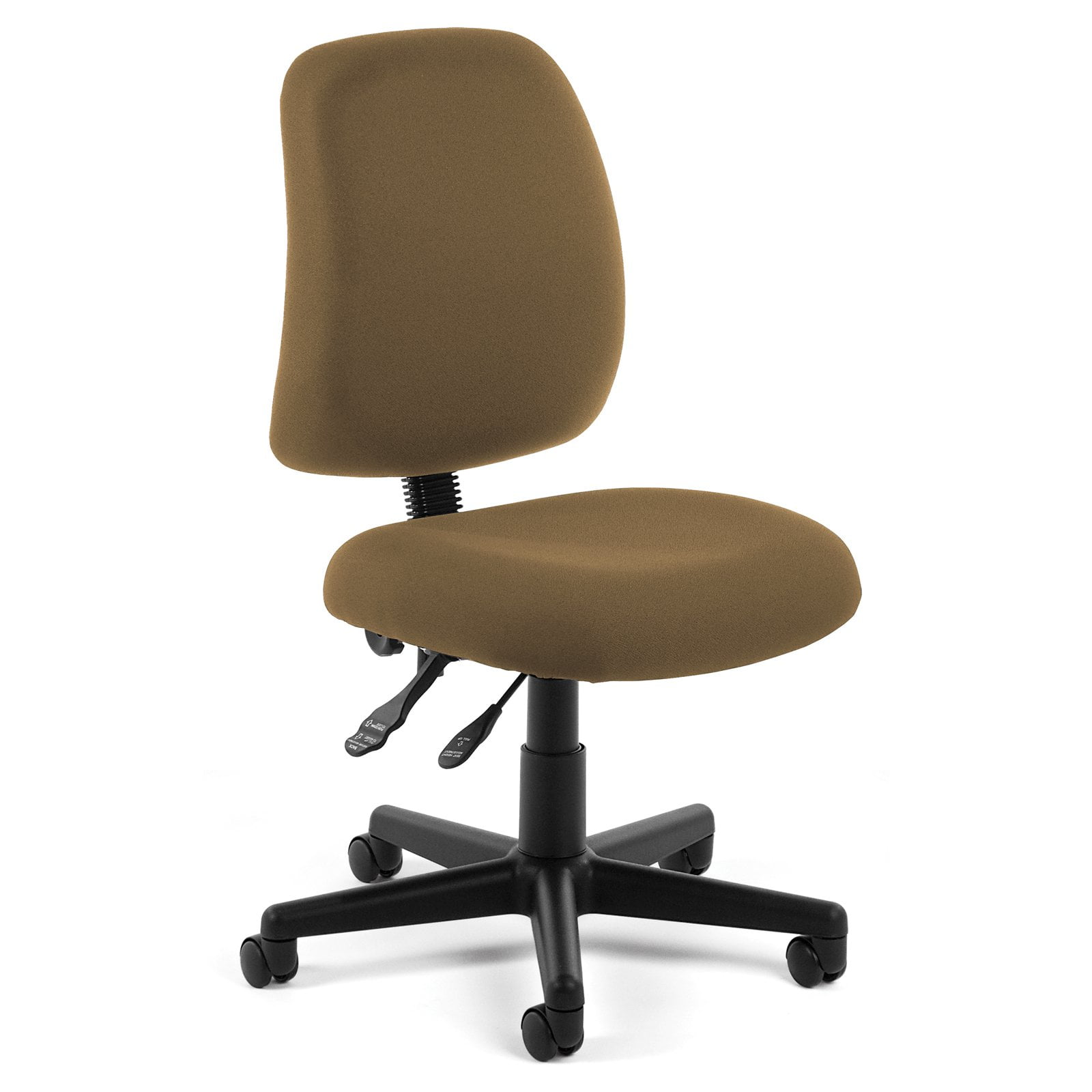 OFM Posture Series Model 118-2 Armless Swivel Task Chair, Fabric, Mid Back, Taupe - Image 2