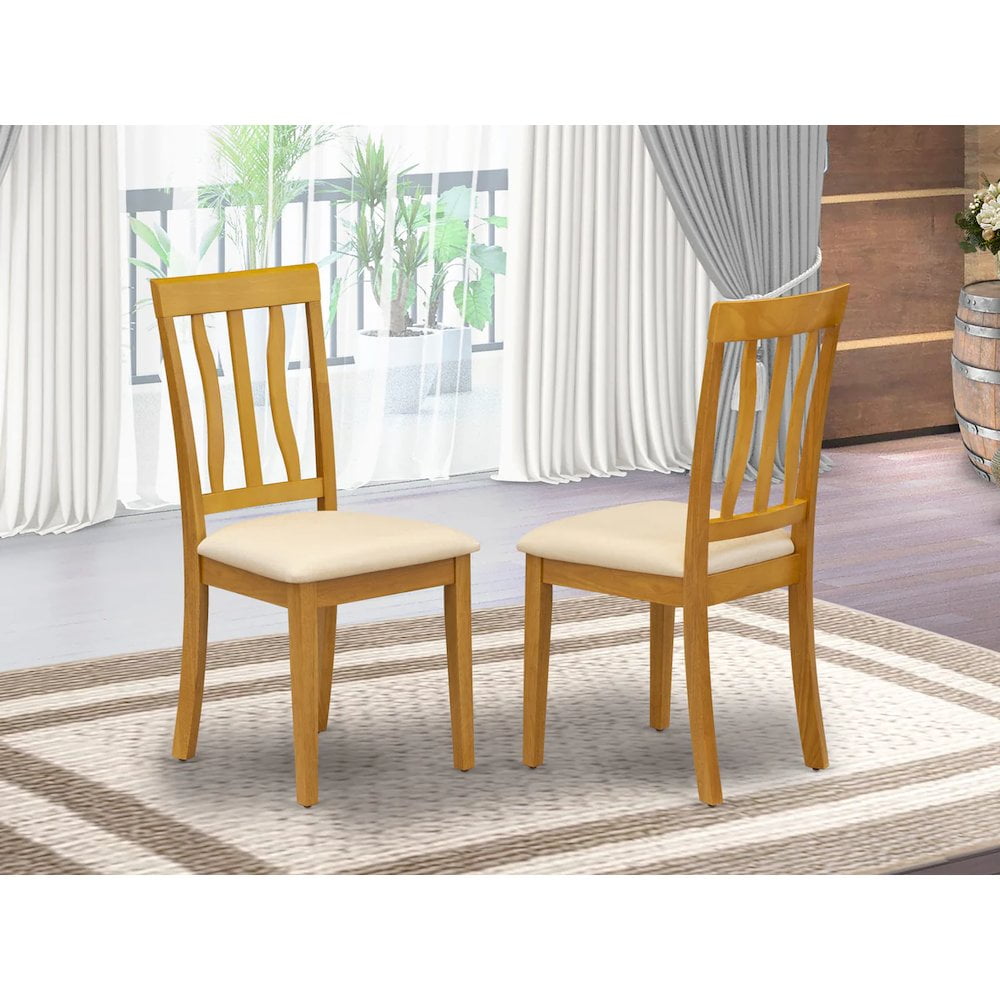 Set of 2 Chairs ANC-OAK-C Antique Dining Chair Cushion Seat with Oak Finish - Image 8