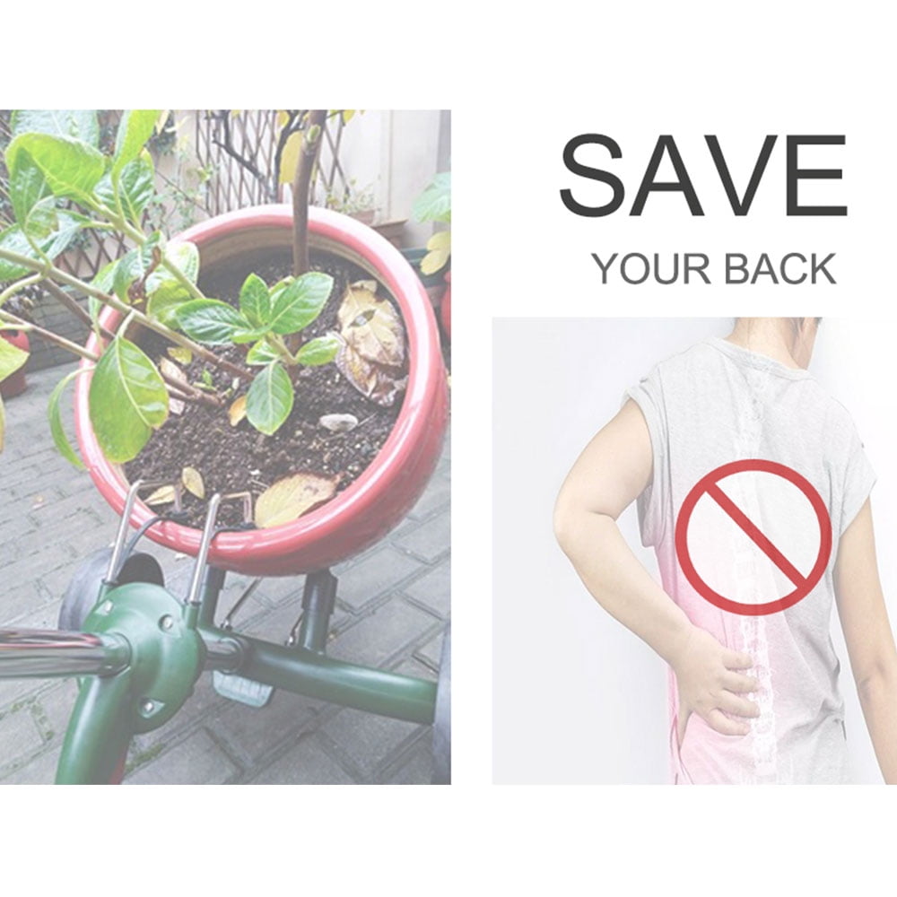 VIMOA Potted Plant Mover Dolly Green with Rubber Flat Free Round Wheels Stainless Steel Garden Pot Mover for Flower Trees - Image 5