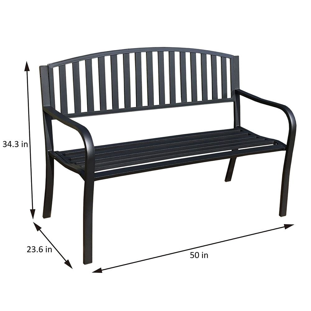 Abble Stainless Steel Weather Resistant Garden Bench, Black - Image 5