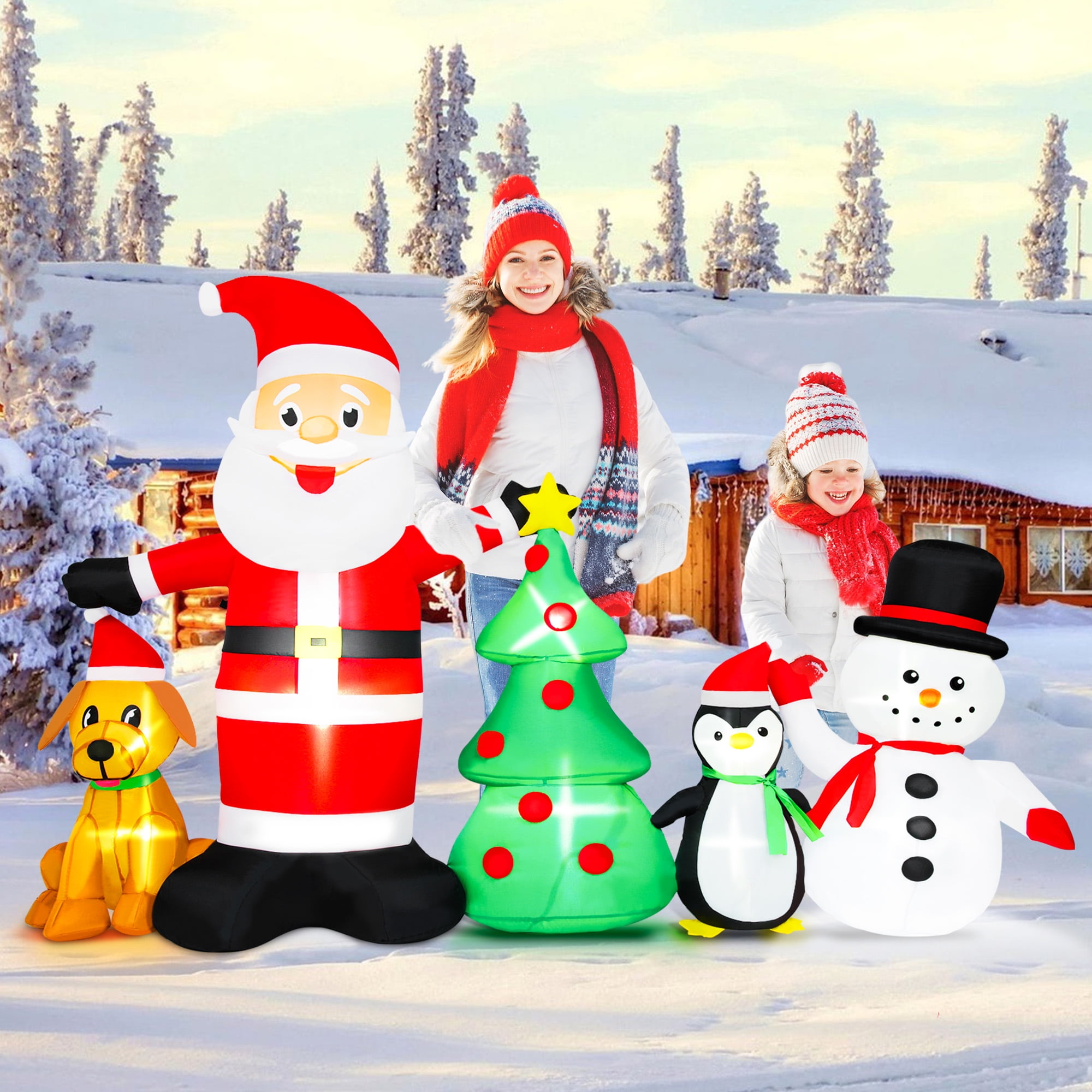Firstness 6ft Christmas Inflatable,Christmas Blow ups Santa Snowman Xmas Tree Penguin Dog with LED Lights, Outdoor Decoration for Yard Garden Party - Image 3
