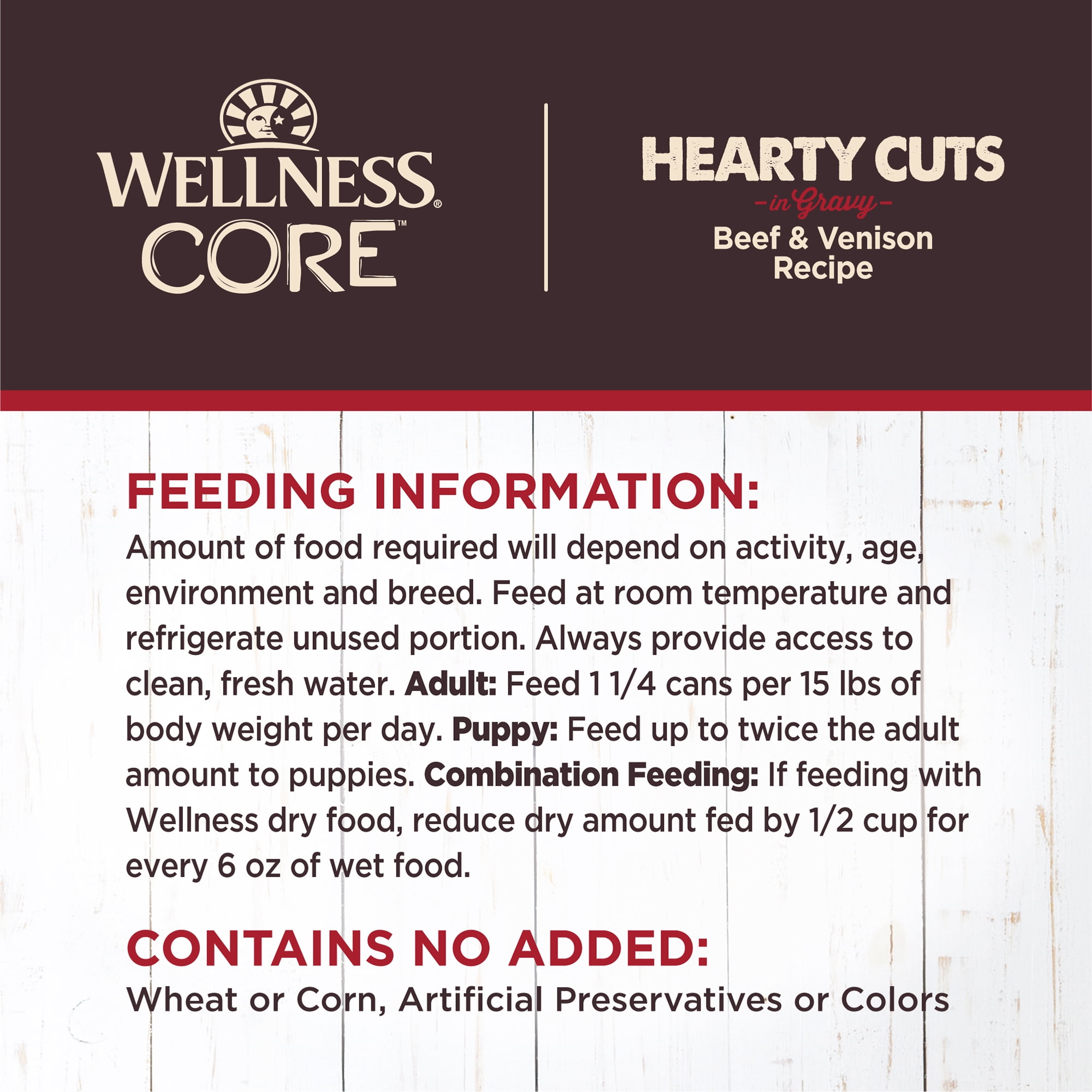 Wellness CORE Hearty Cuts Natural Wet Grain Free Canned Dog Food, Beef & Venison, 12.5-Ounce Can (Pack of 12) - Image 5