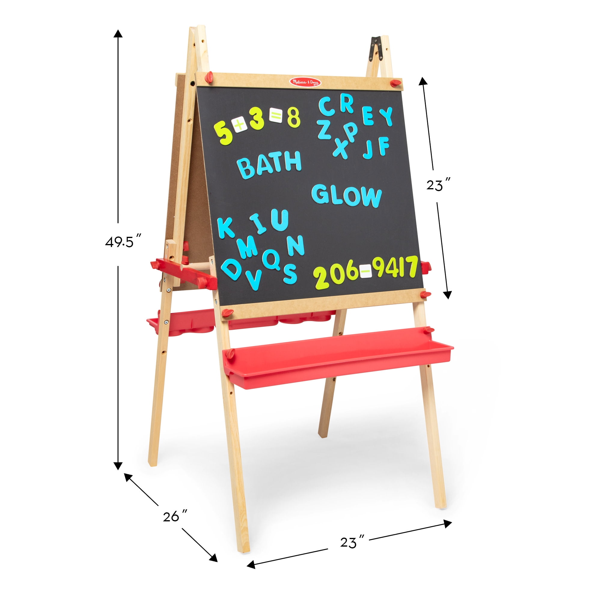 Melissa & Doug Deluxe Magnetic Standing Art Easel With Chalkboard, Dry-Erase Board, and 39 Letter and Number Magnets - FSC Certified - Image 4