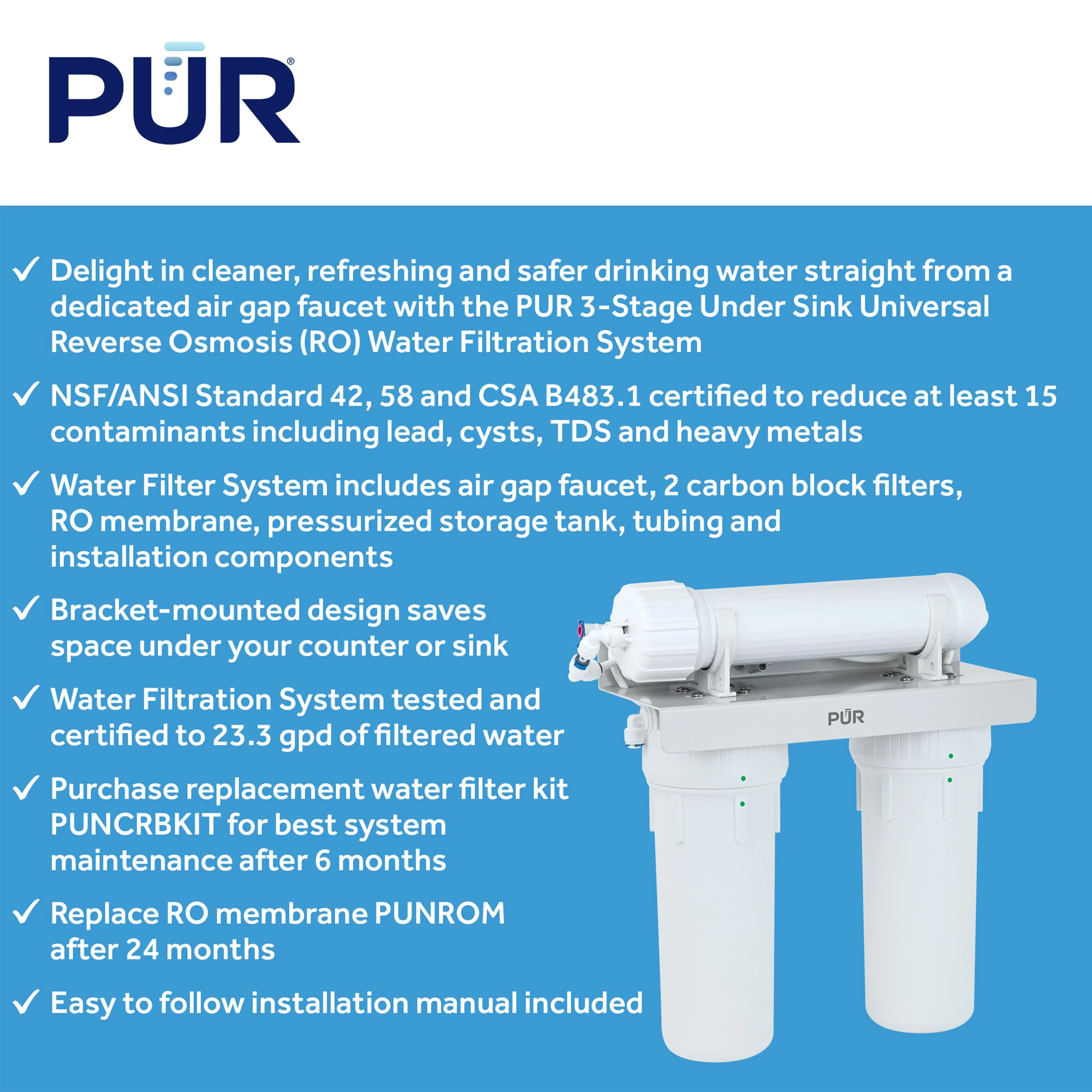 PUR 3-Stage Under Sink Universal Reverse Osmosis Water Filtration System - Image 4