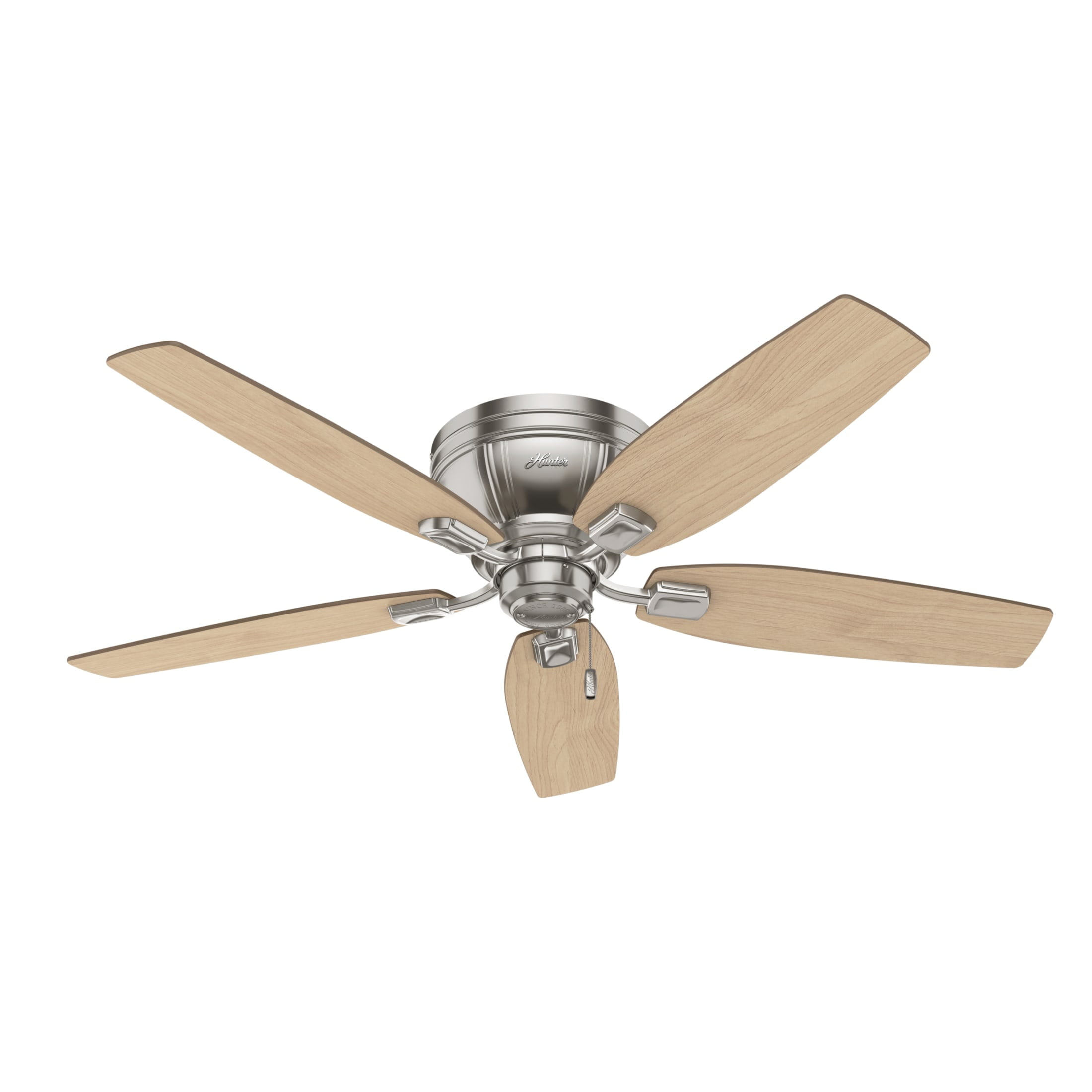 Hunter - Kenbridge Indoor Low Profile Ceiling Fan With Light, 52-inch, Brushed Nickel, Rustic-style, 3-speed WhisperWind Motor, 53380, for Living Rooms, Bedrooms - Image 4