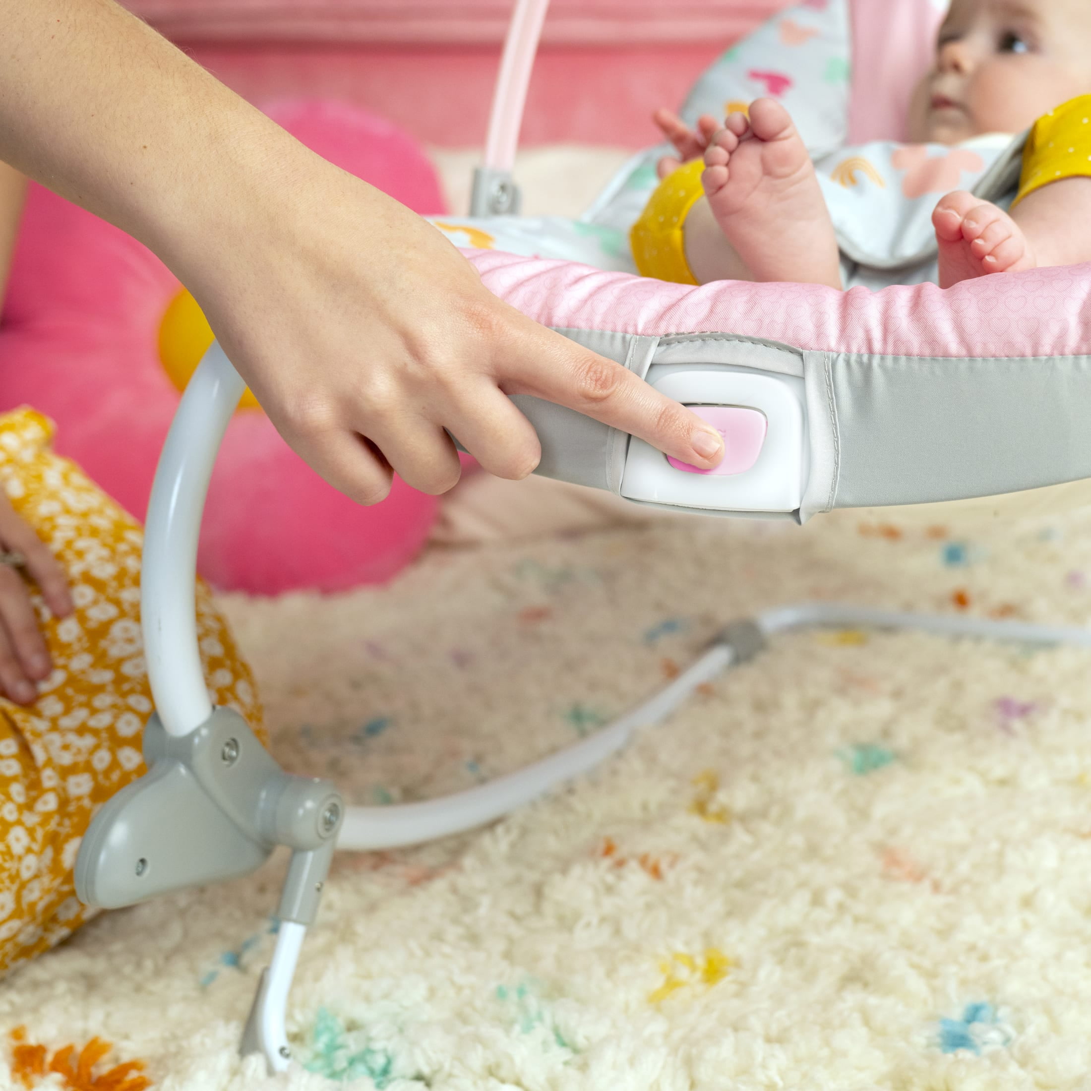 Disney Baby 2-in-1 Slip Resistant Vibrating Infant & Toddler Baby Rocker Chair, Minnie Mouse by Bright Starts - Image 14