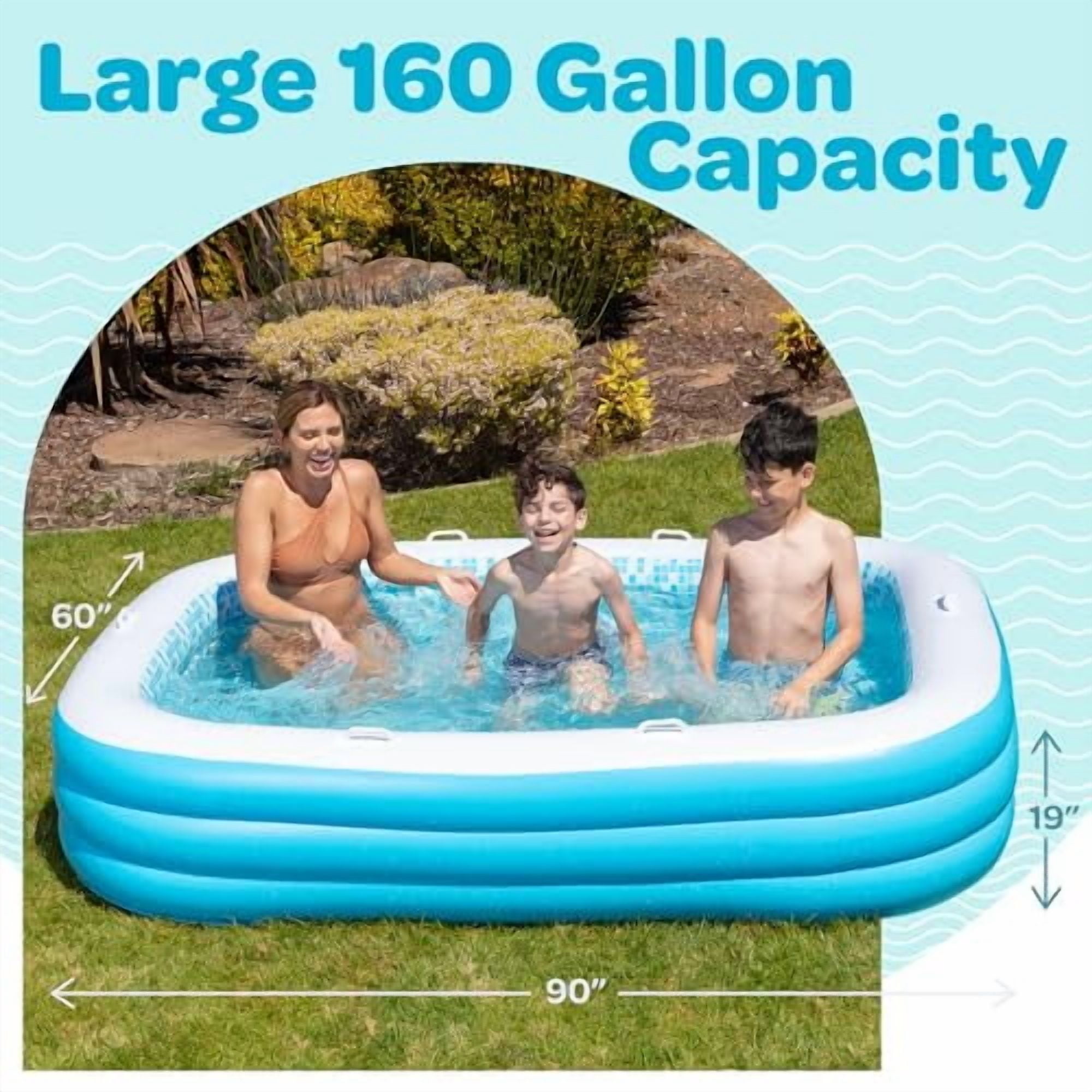 Grip A Pool Large Inflatable Family Size Swimming Pool 90''x60''x19'' Blow up Pool for Kids and Adults - Image 7