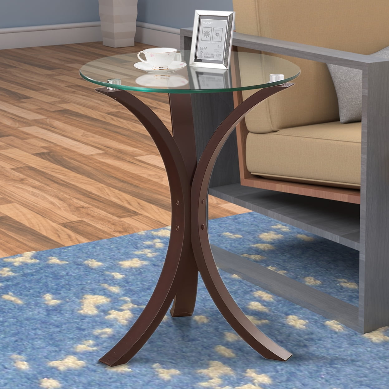 Coaster Company Contemporary Wood and Glass Round End Table, Cappuccino - Image 4