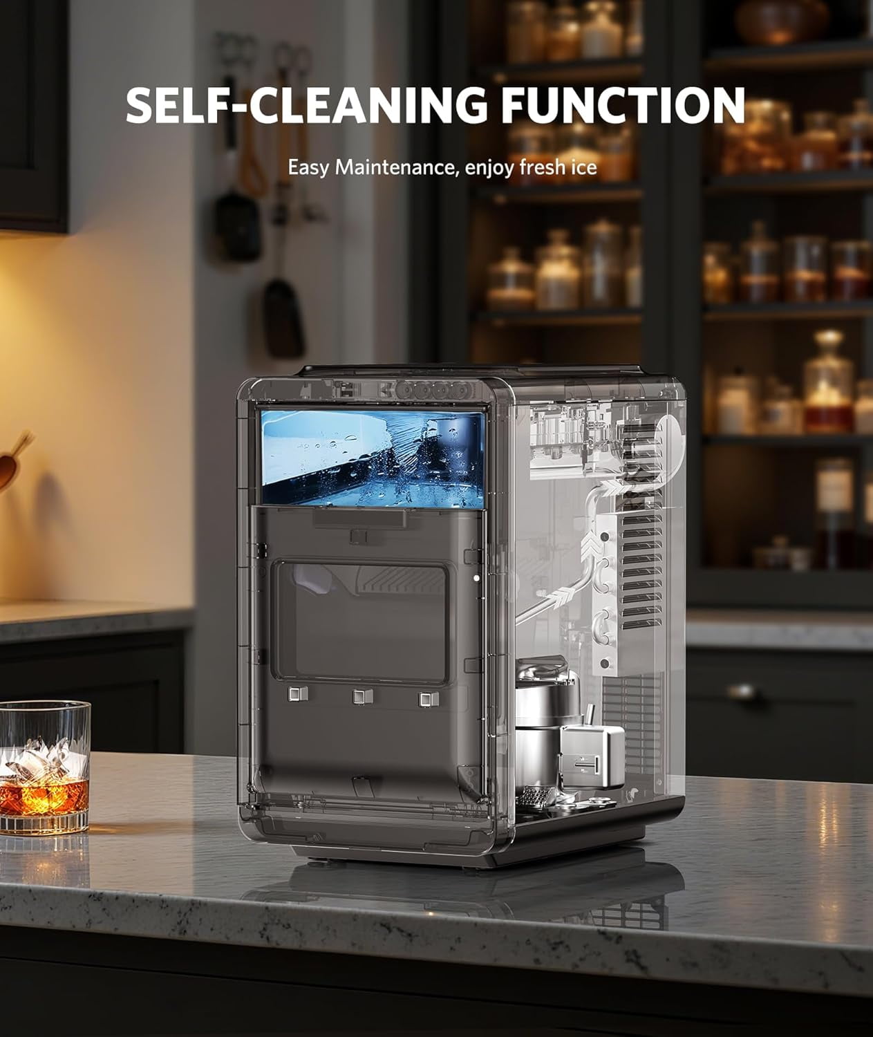 LHRIVER Nugget Ice Maker Countertop, Pebble Ice, 35Lbs/24H, Self-Cleaning, Silver - Image 2