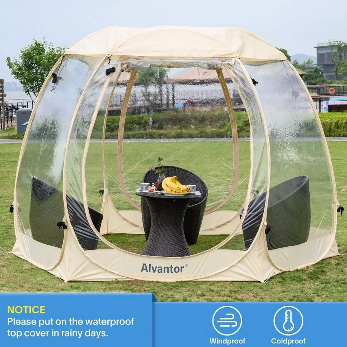 Alvantor Bubble Tent Pop up Canopy Family Camping Gazebo 10'Lx10W'x7'H Beige - Image 10