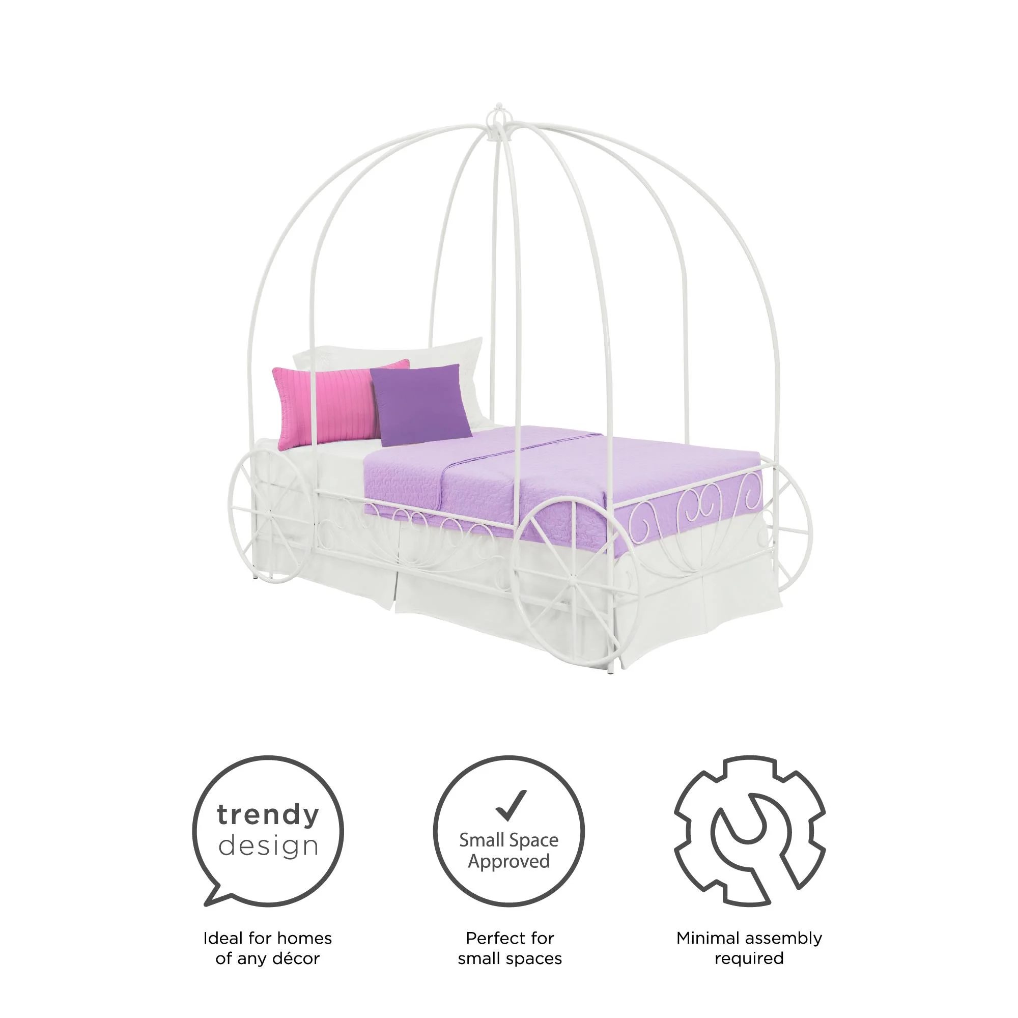 DHP Carriage White Metal Bed, Twin - Image 11