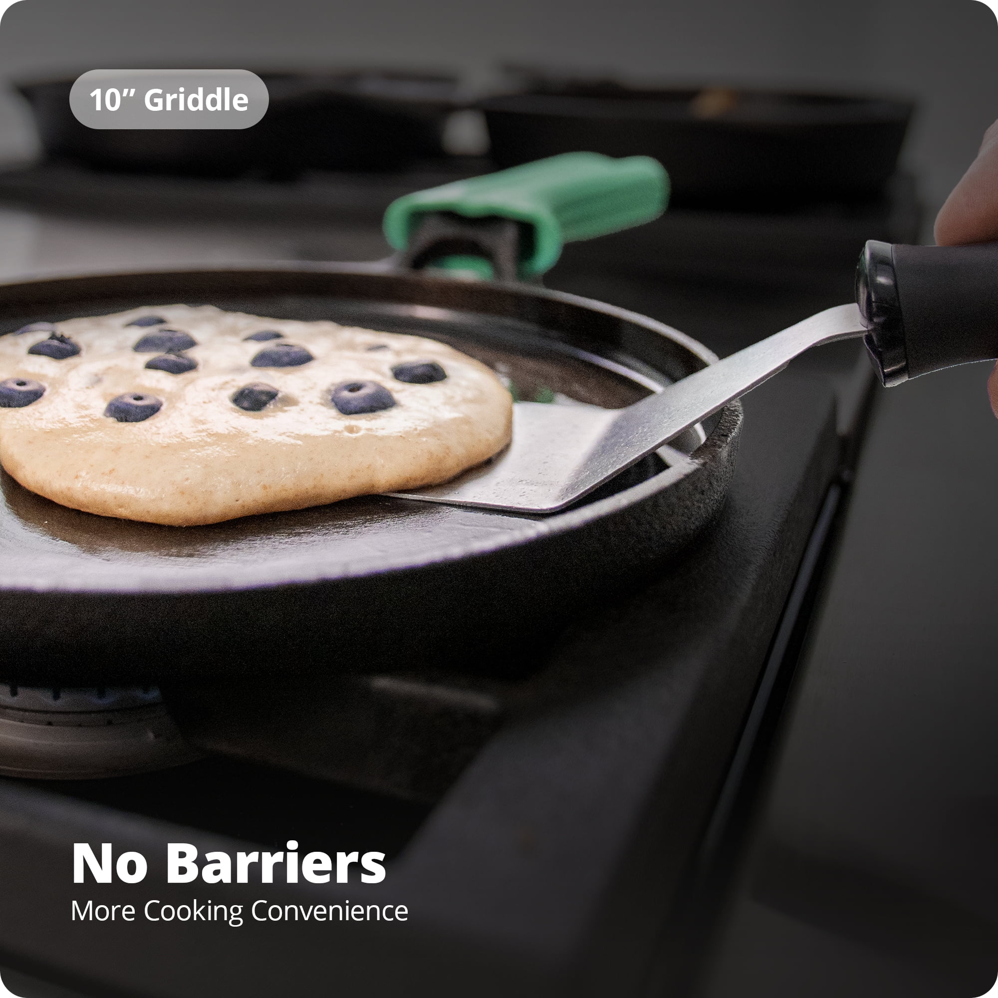Greater Goods Cast Iron Home Griddle,Pre-Seasoned 10 inch Pan Surface, Black - Image 3