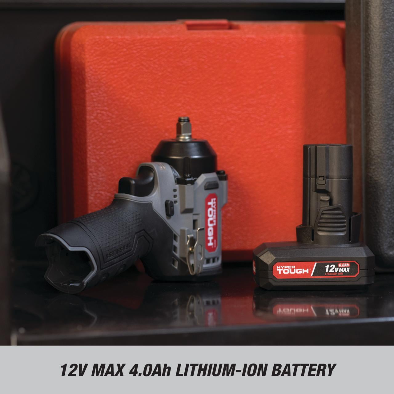 Hyper Tough 12V Max Cordless Brushless Impact Wrench with 4.0Ah Lithium-Ion Battery and Charger, 225 ft-lbs Torque - Image 7