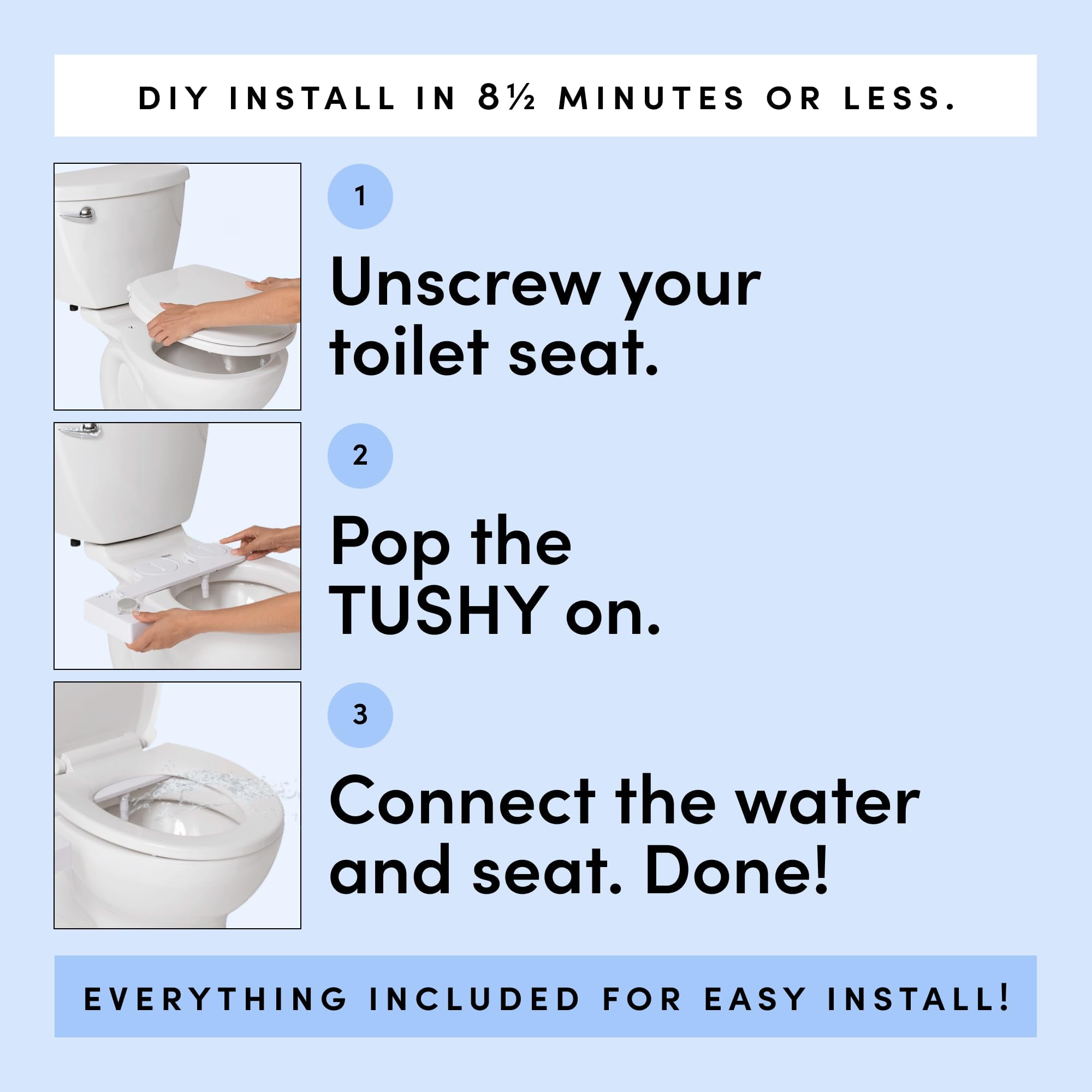TUSHY Classic 3.0 Bidet Toilet Seat Attachment - Adjustable Water Cleaning Pressure - Brushed Nickel Knob - Image 3
