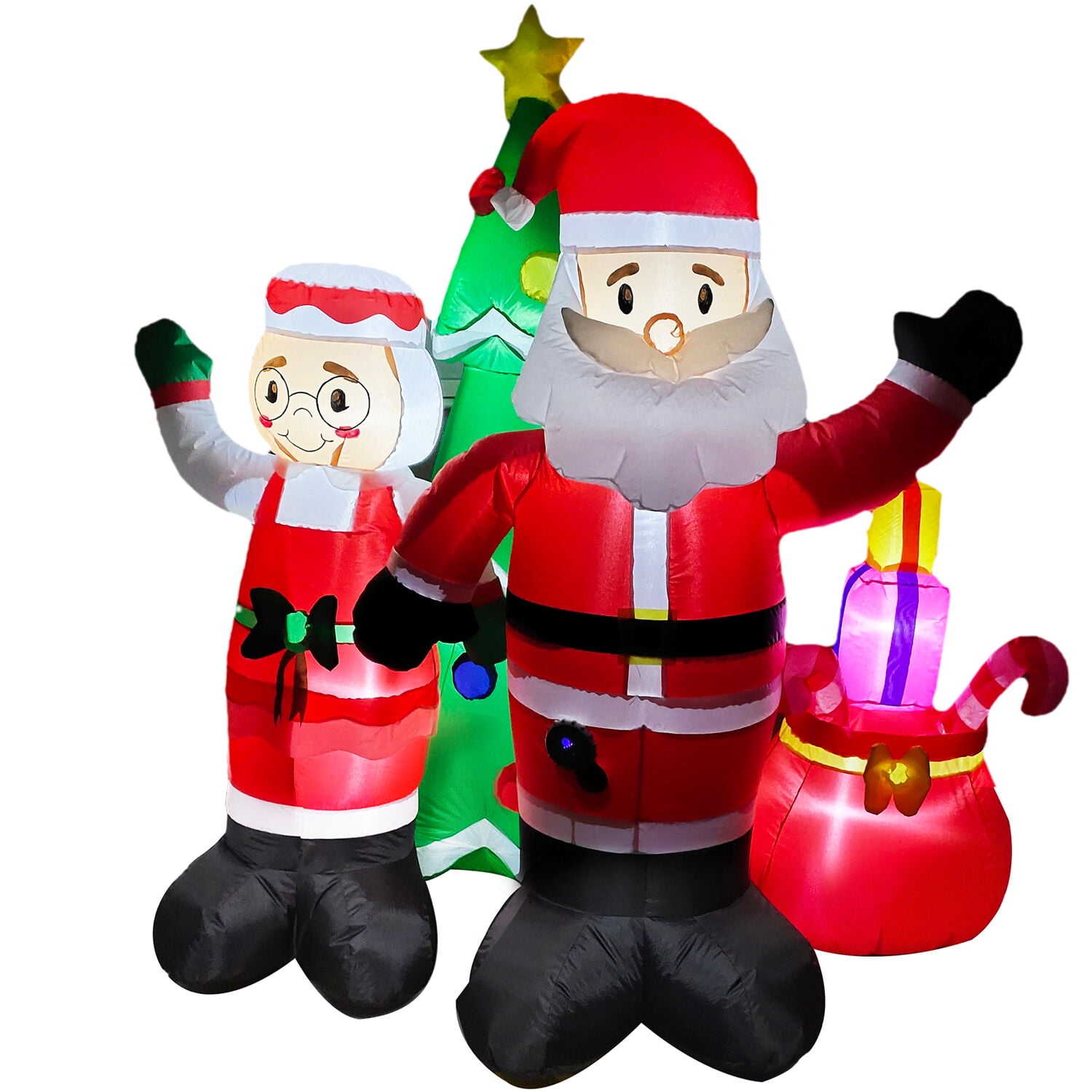 Fraser Hill Farm 6-Ft. Tall Pre lit Mr. and Mrs. Claus with Tree Inflatable with Music, FHFMRMRSCLS061-L - Image 4
