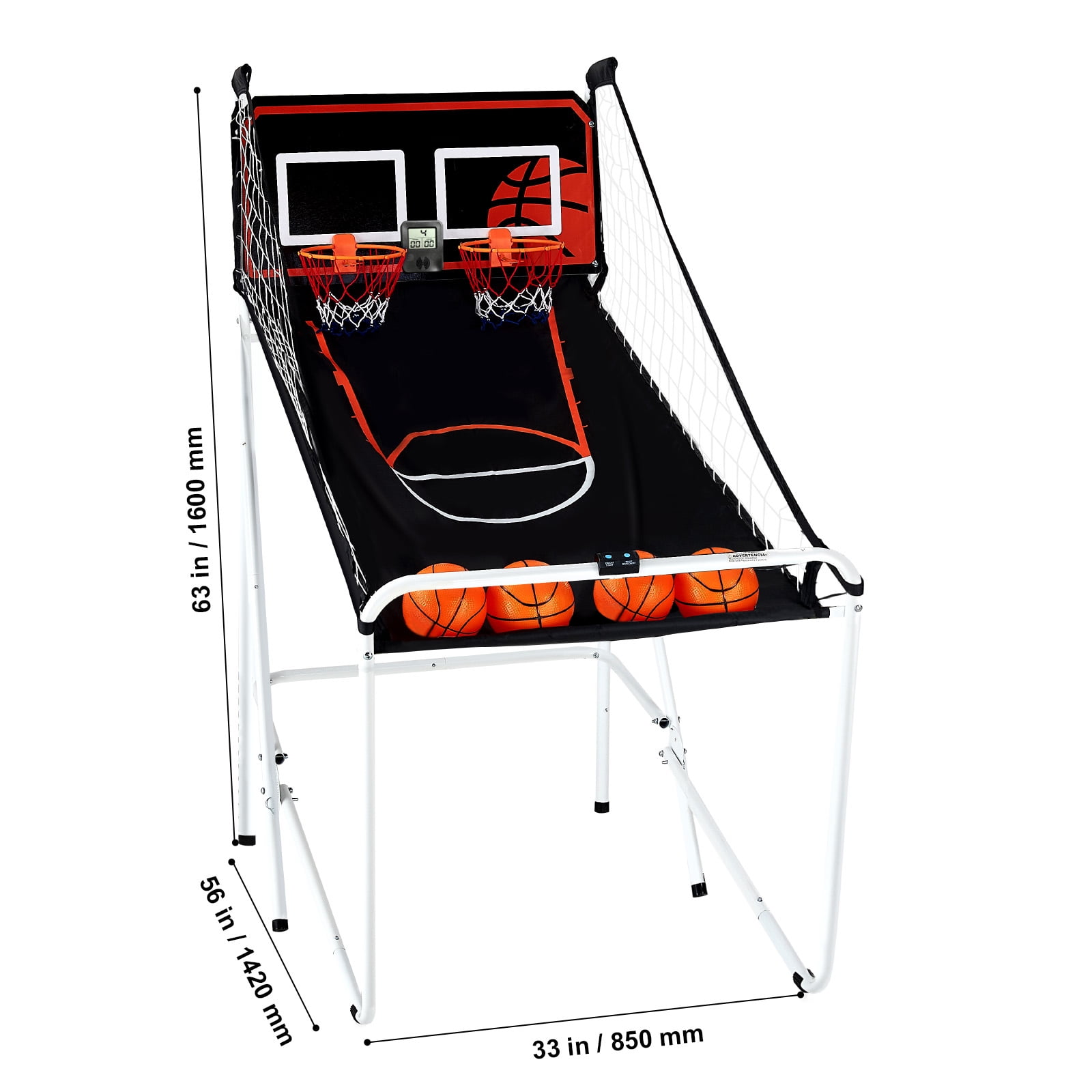 KFFKFF Foldable Basketball Arcade Game, 8 in 1 2 Players 4 Balls Indoor Double Shot Basketball Arcade Game w/ Electronic Scoreboard, 56x33x63 in - Image 6