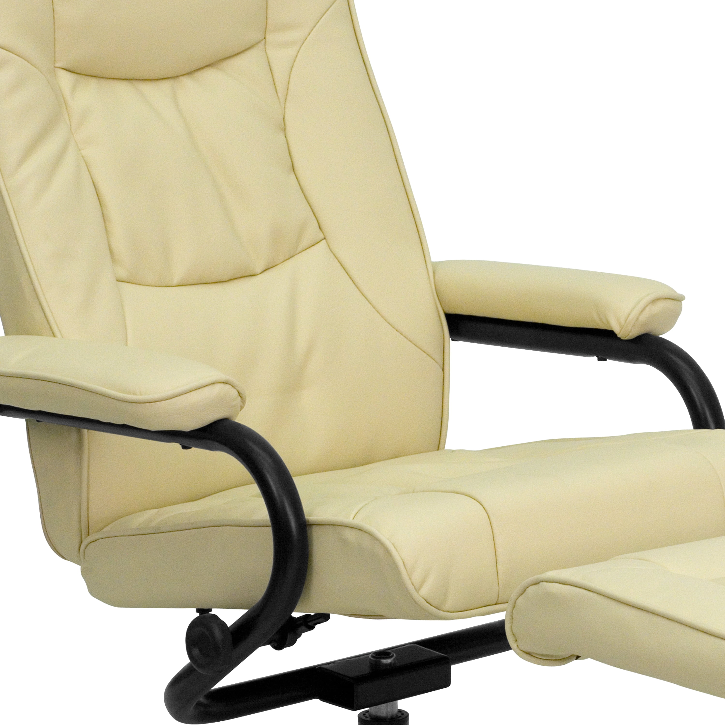 Flash Furniture Contemporary Multi-Position Recliner and Ottoman with Wrapped Base in Cream LeatherSoft - Image 12