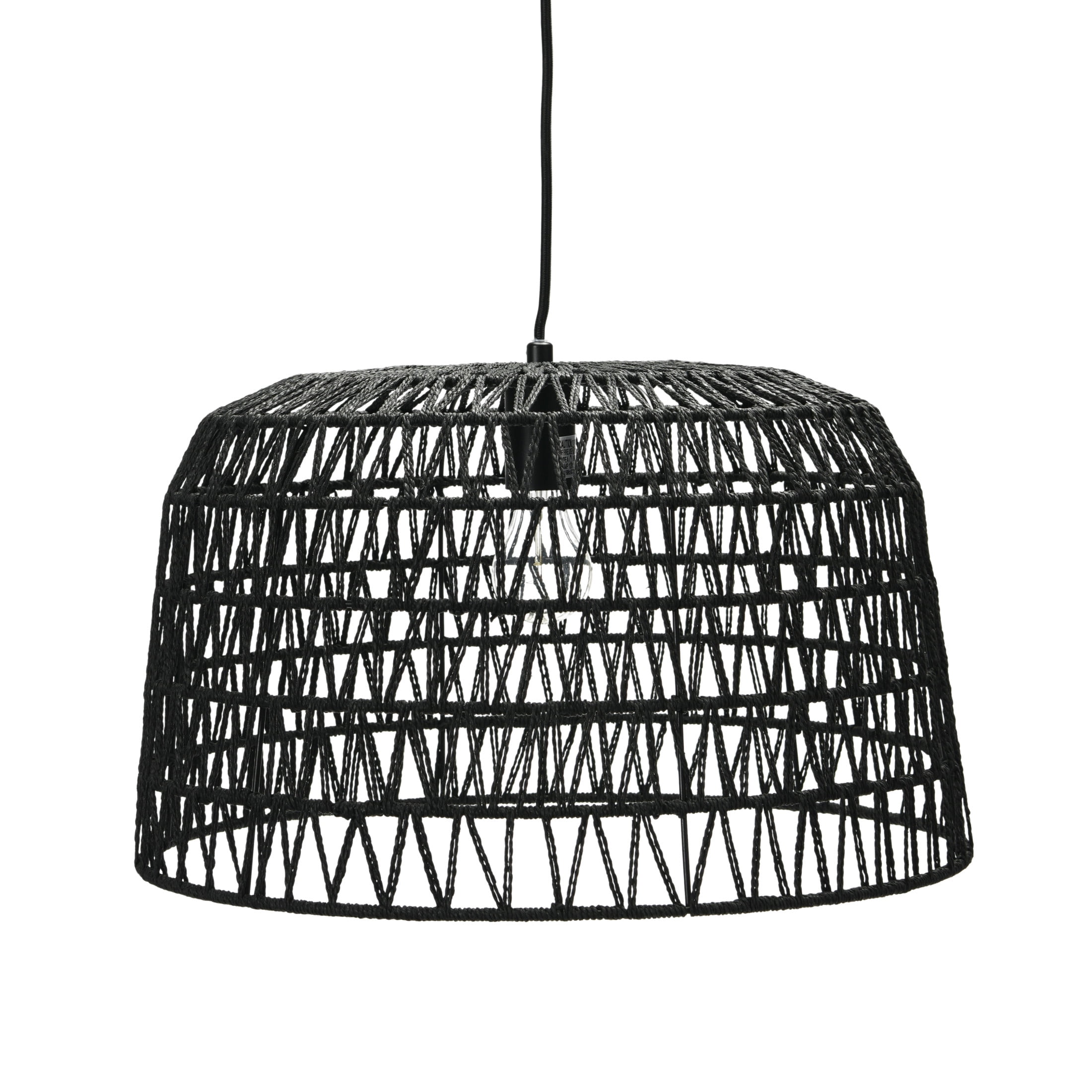 Creative Co-Op Open Weave Metal and Paper Rope Ceiling Light, Black - Image 8