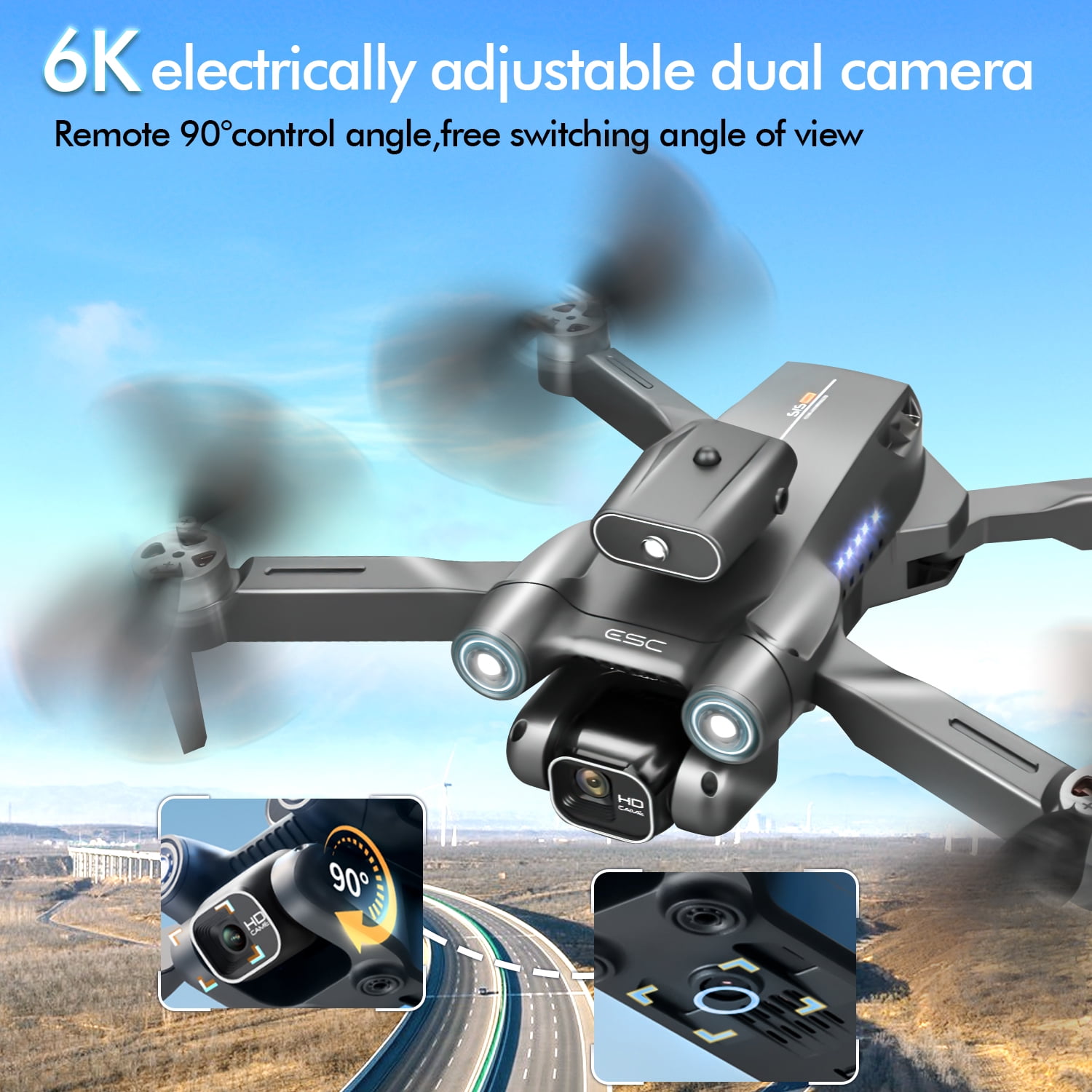 Hot Bee Foldable Aerial Drones, 1080p Ajustable Dual Camera & 3 Batteries, Brushless FPV Quadcopter UAV, Optical Flow, 360° Obstacle Avoidance, Waypoint Fly, Christmas Toy Gift for Adults & Kids - Image 6