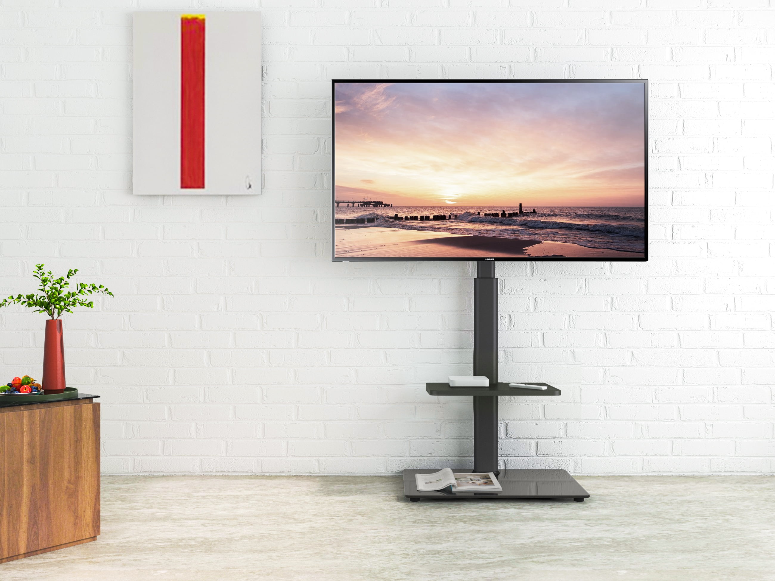 FITUEYES Floor TV Stand Mount with Swivel Bracket for TVs up to 60"/65", Black - Image 6