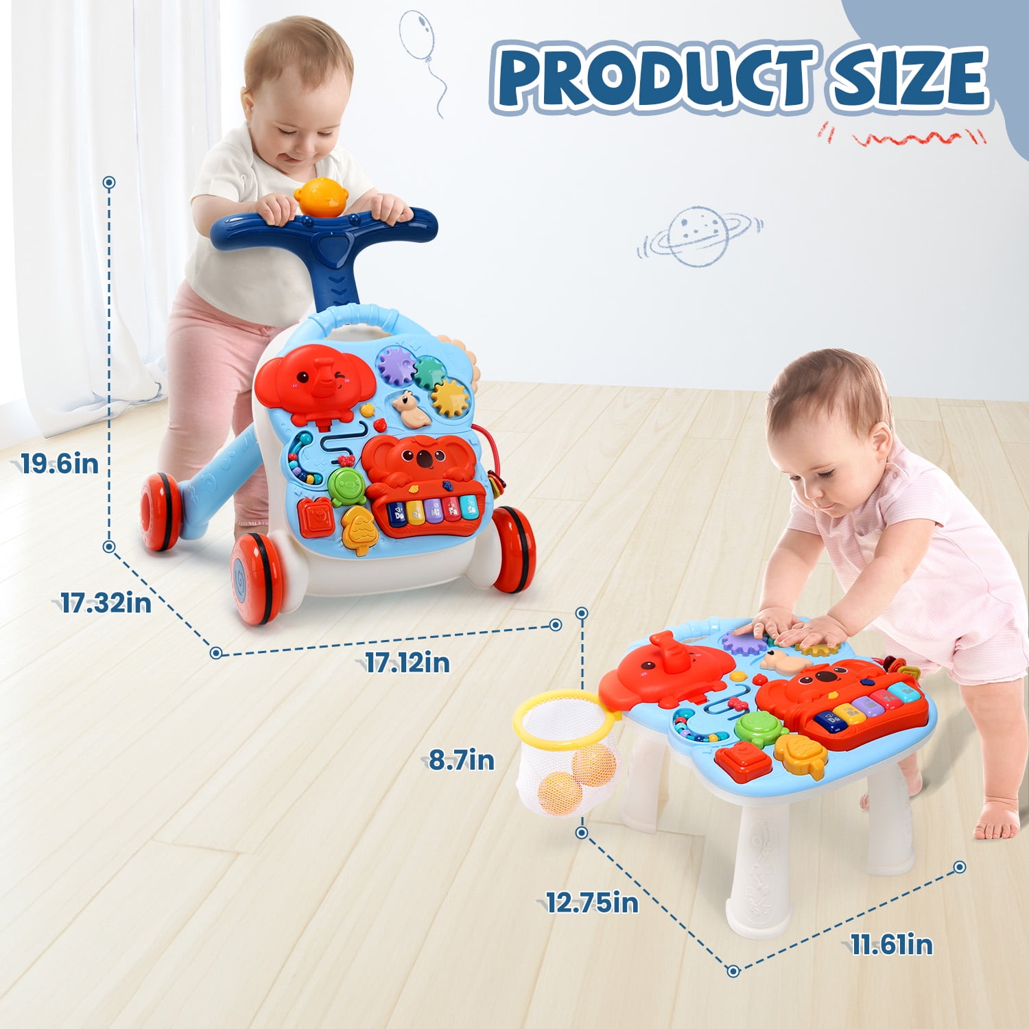 JoyStone 3-in-1 Baby Walker Baby Sit-to-Stand Learning Walker Kids Educational Toy Gift for Toddlers Infant Boys Girls - Image 6