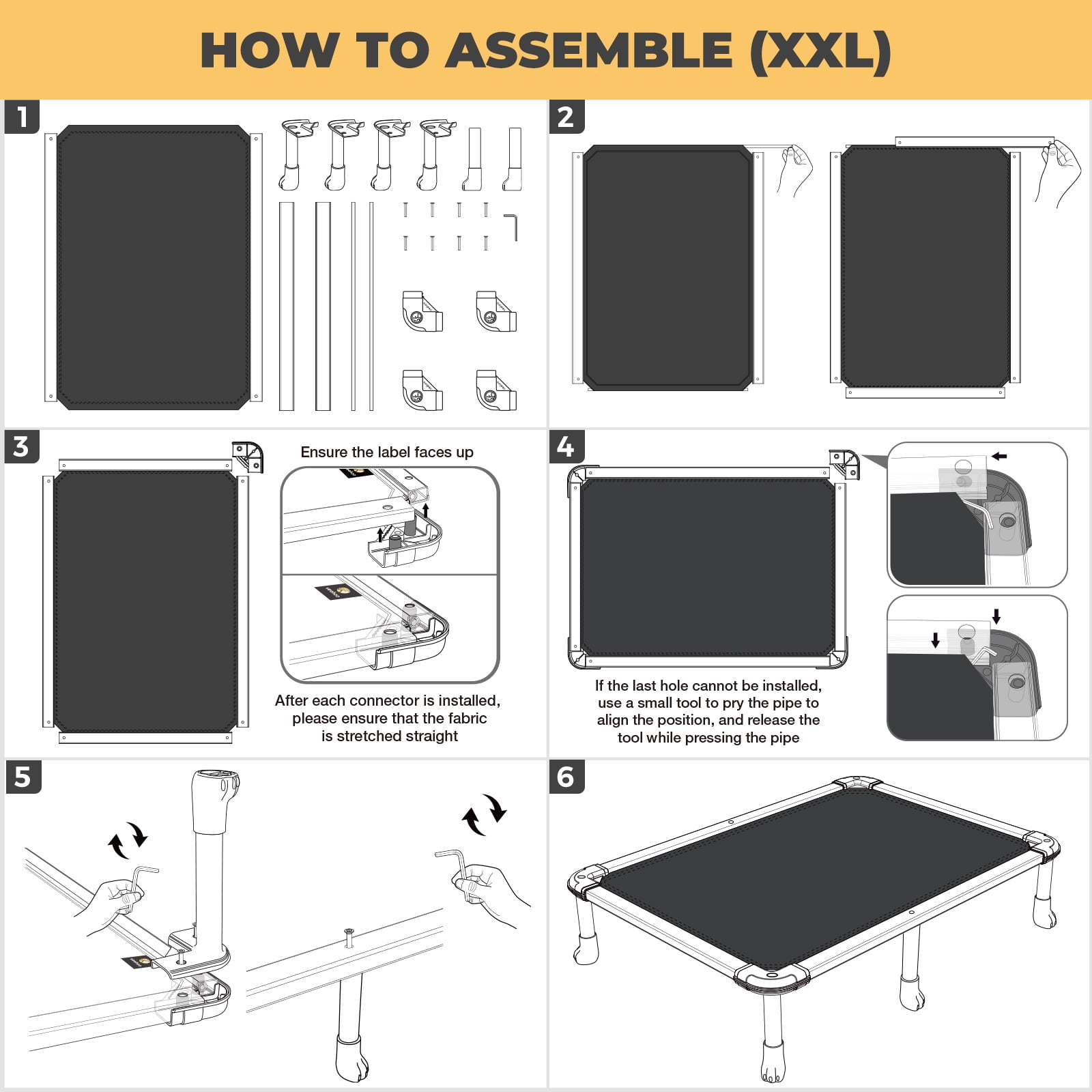 Veehoo Chewproof Pet Dog Bed, Cooling Raised Dog Cot with Non-Slip Feets, XX Large, Black Silver - Image 4