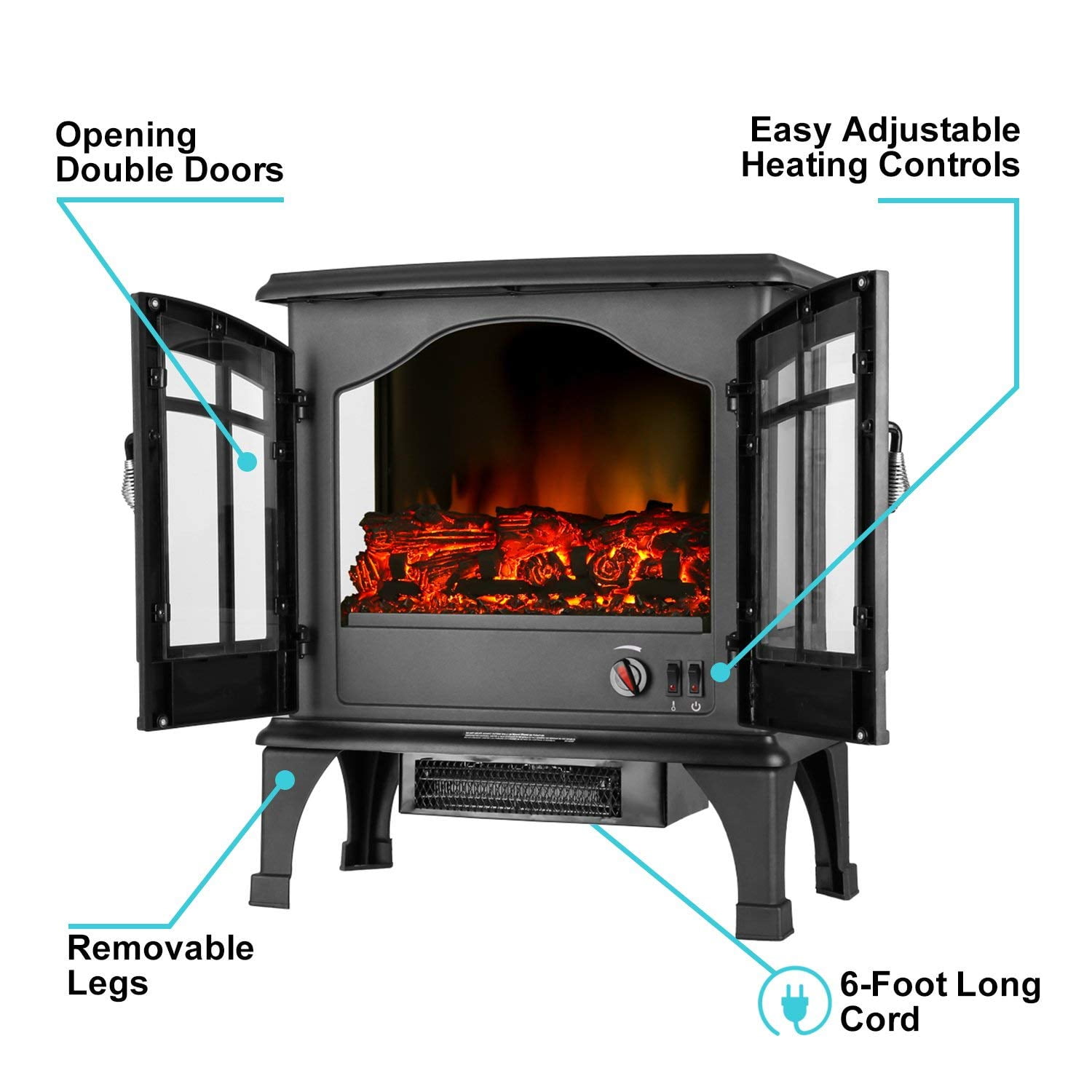 e-Flame USA Jasper Portable Electric Fireplace by Black - Image 6