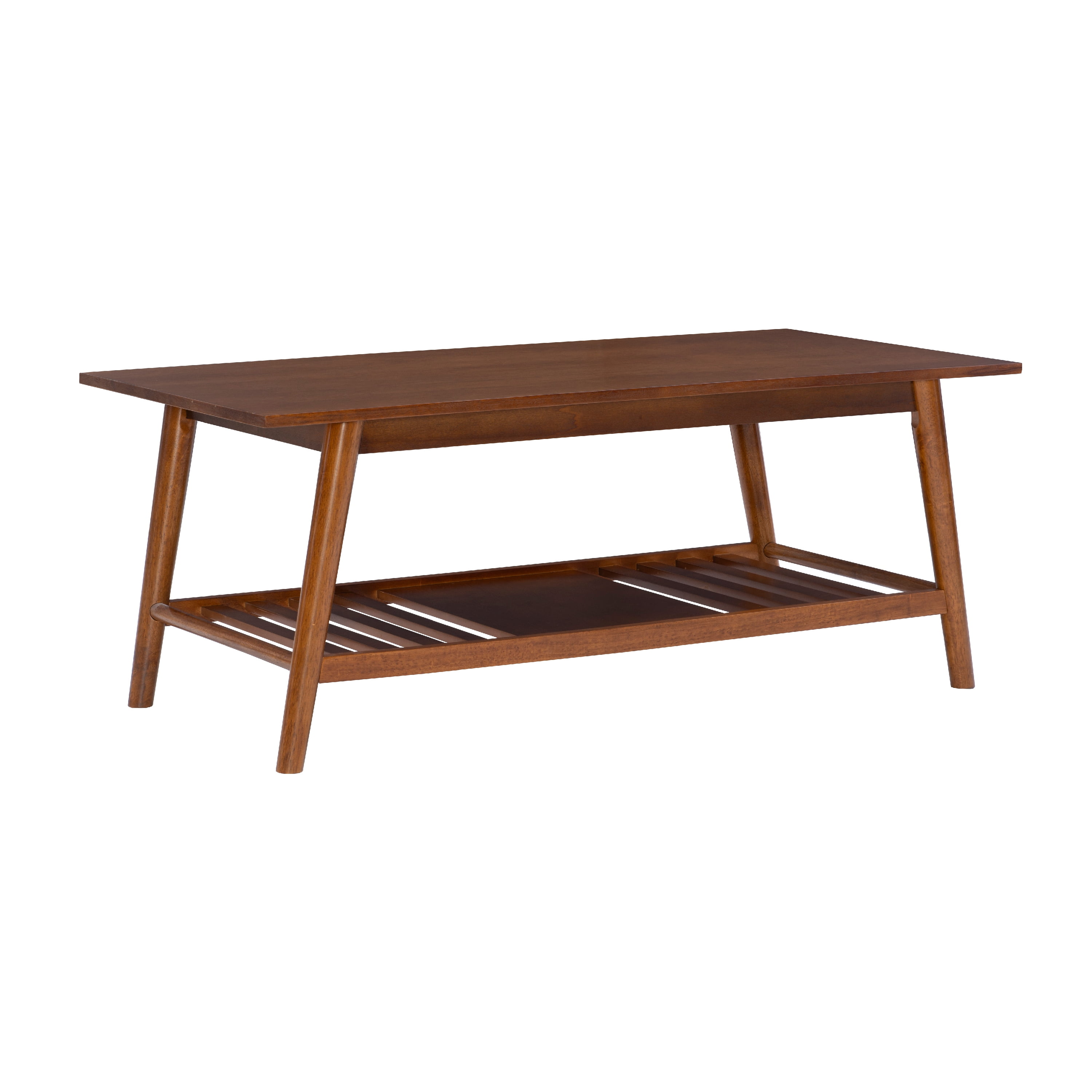 Linon Ashville Mid-Century Coffee Table with Shelf, Walnut - Image 12