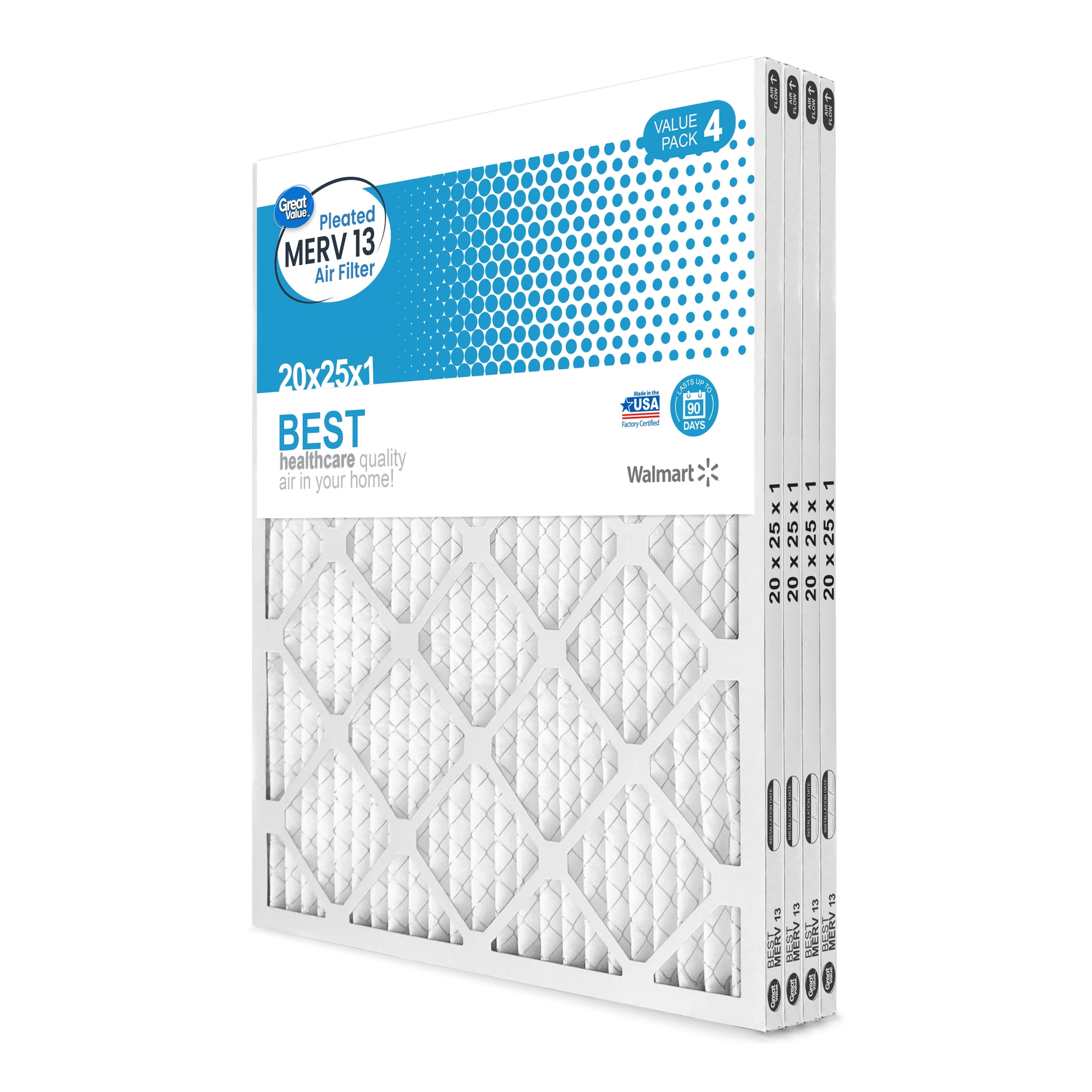 Great Value; 20x25x1; MERV 13 BEST HVAC Air and Furnace Filter; Captures Dust; 4 Filters - Image 7