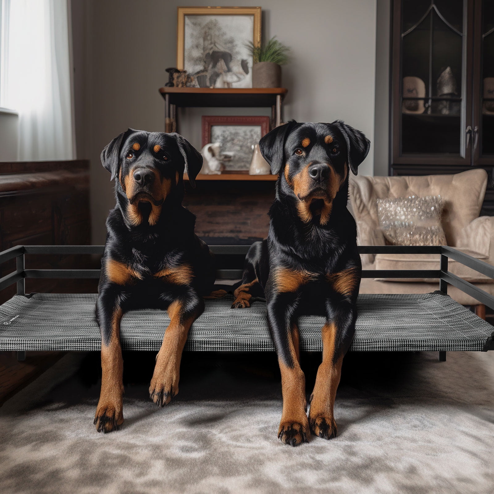 Veehoo Metal Elevated Dog Bed, Cooling Raised Pet Cot Washable Mesh Indoor, X Large, Black Silver - Image 4