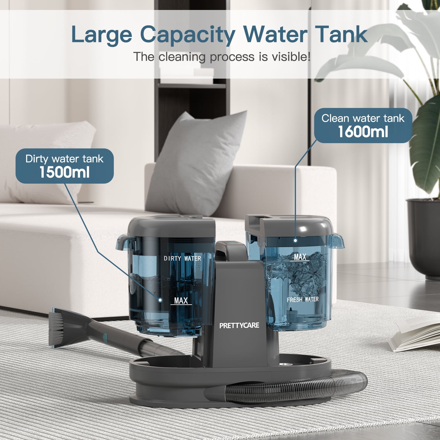 PrettyCare Cordless Portable Carpet Shampooer,Pet Stain Remover,Car Cleaner and Auto Detailer PC808 - Image 8