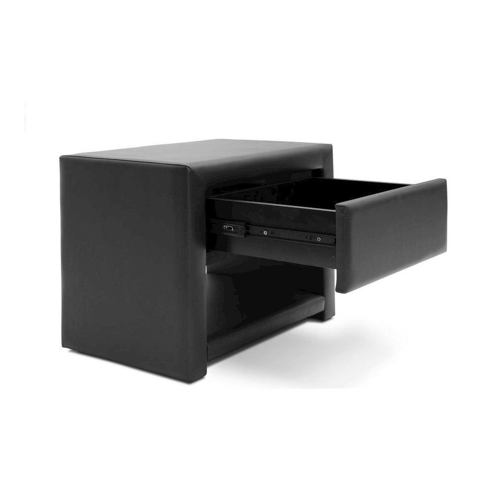 Baxton Studio Massey Black Upholstered Modern Nightstand - Image 3