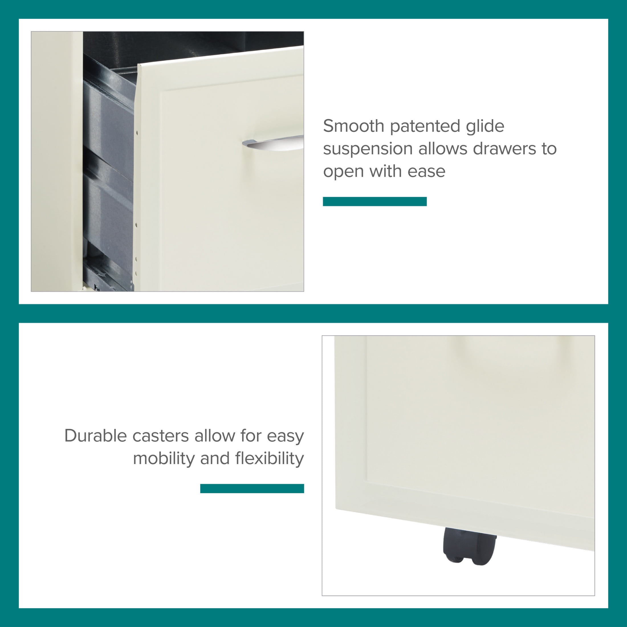 Space Solutions 18" Deep 2 Drawer Mobile Letter Width Vertical File Cabinet, White - Image 16