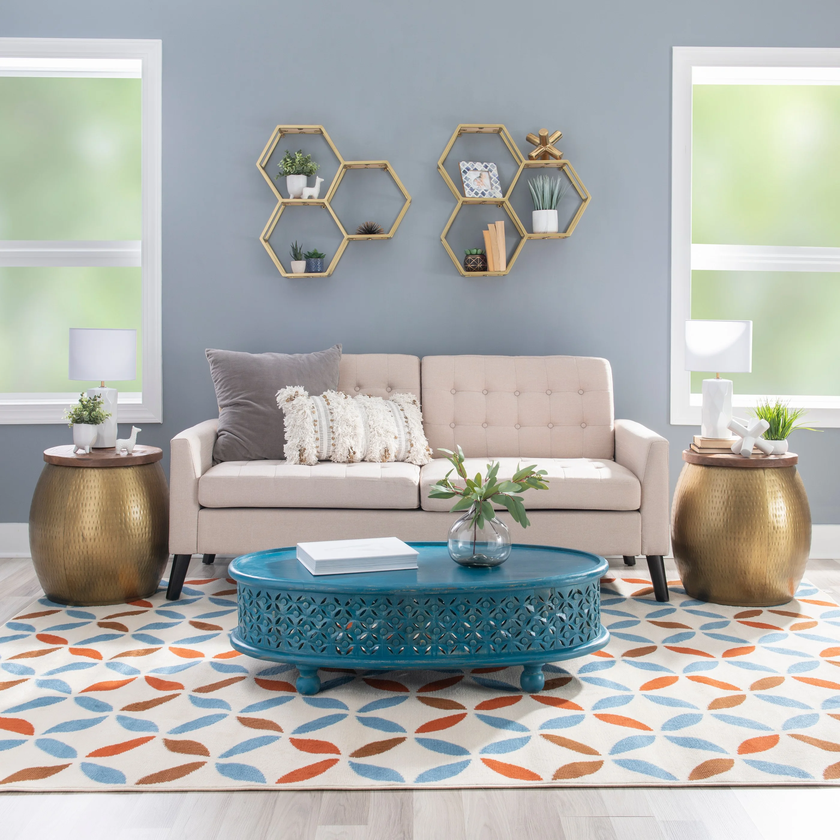 Powell Wesmar Metal Indoor Drum Accent Table with Storage, 20.5" Tall, Brass - Image 5