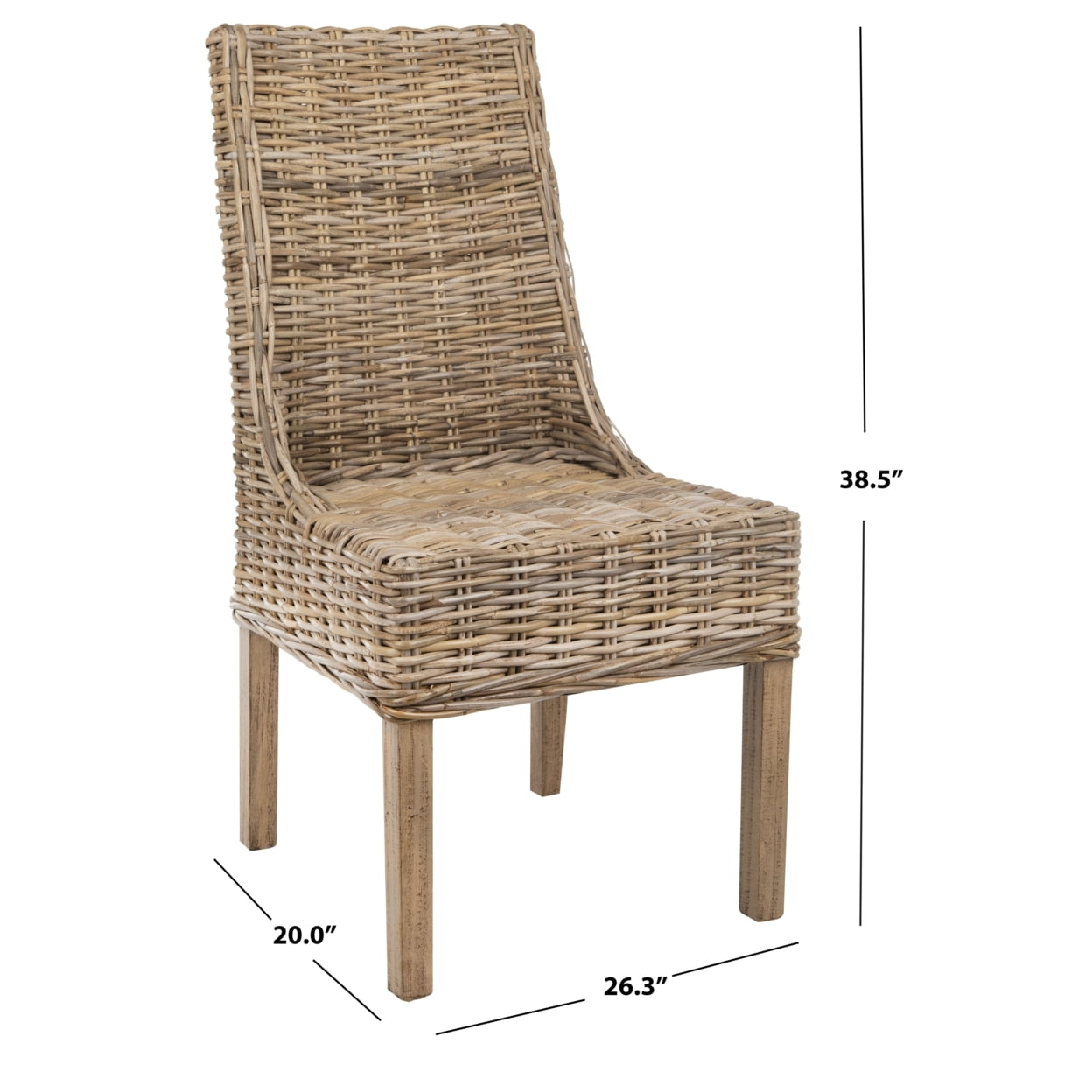 SAFAVIEH Suncoast Nautical Rattan Solid Dining Parsons Chair, Natural (Set of 2) - Image 5