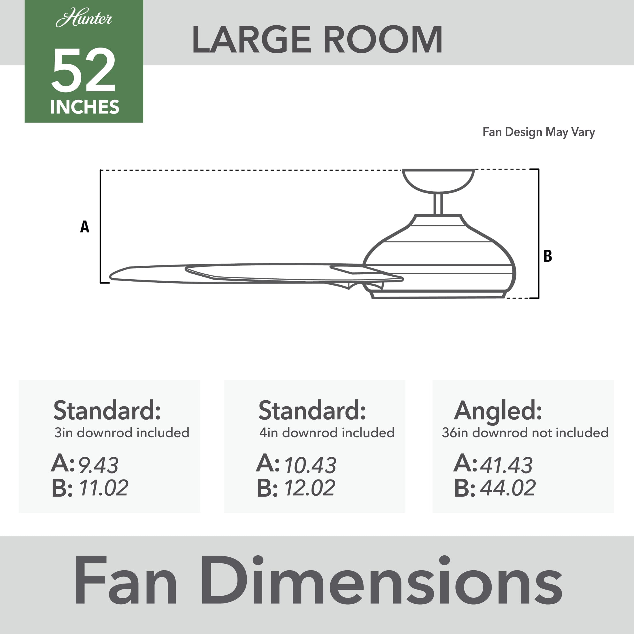 Hunter 52 inch Outdoor or Indoor Ceiling Fan No Light - Black Ceiling Fan without Light, For Patio, Porch, Garage, or Living Room, Standard Mount, 5 Blades, Wall Control - Burton 52247, Matte Black - Image 6