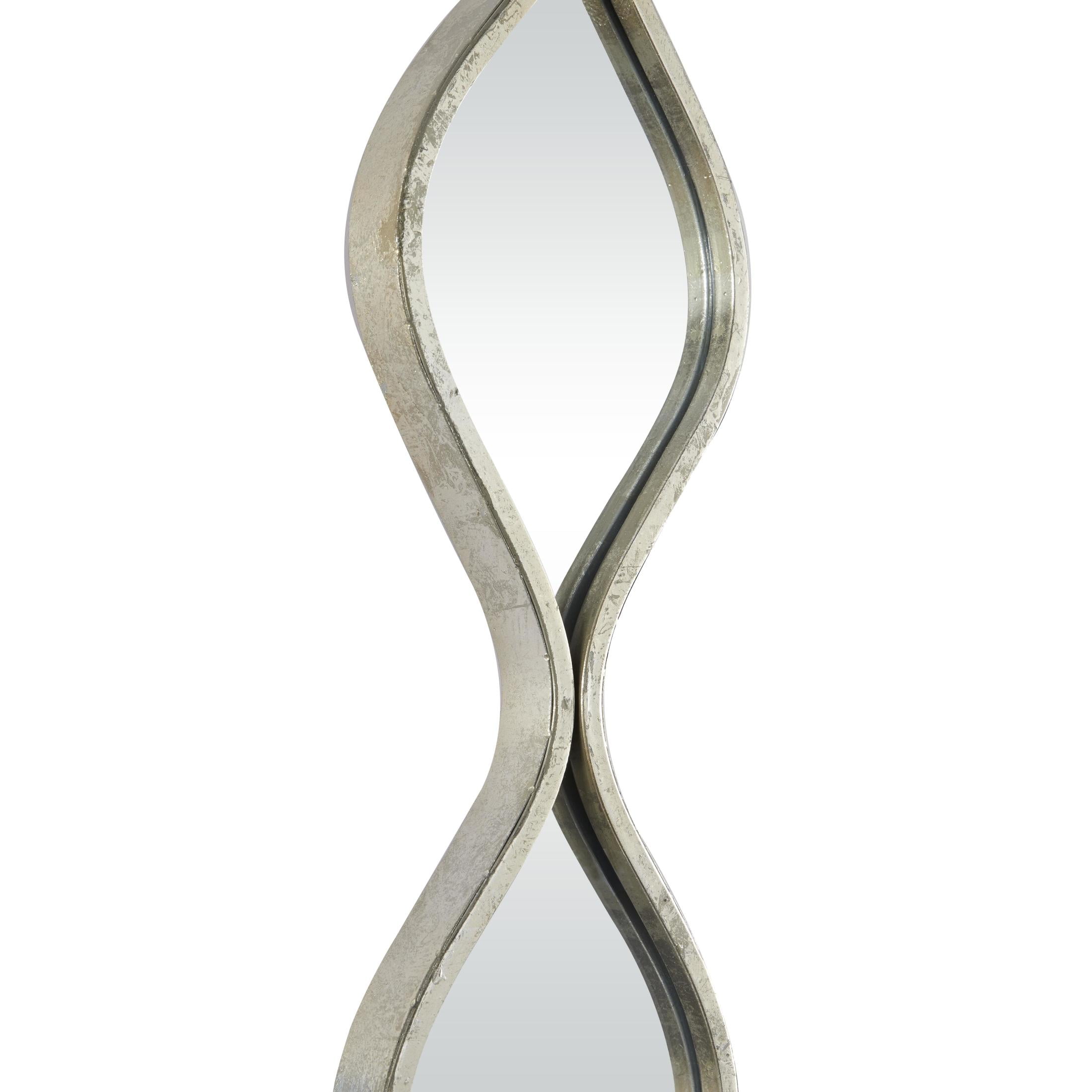 DecMode Contemporary Metal Beveled Oval Shape Wall Mirror with Silver Foil Finish, 7"W x 58"H - Image 13