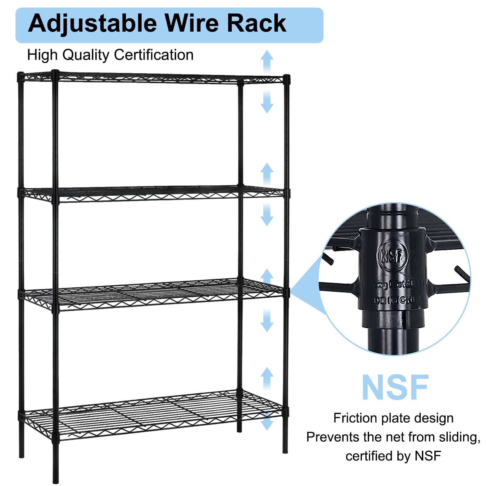 SUGIFT 4 Shelf Wire Shelving, Adjustable Storage Shelf Metal Storage Rack Wire Shelving Unit 1000Lbs Capacity 36" L x 14" W x 54" H - Image 2