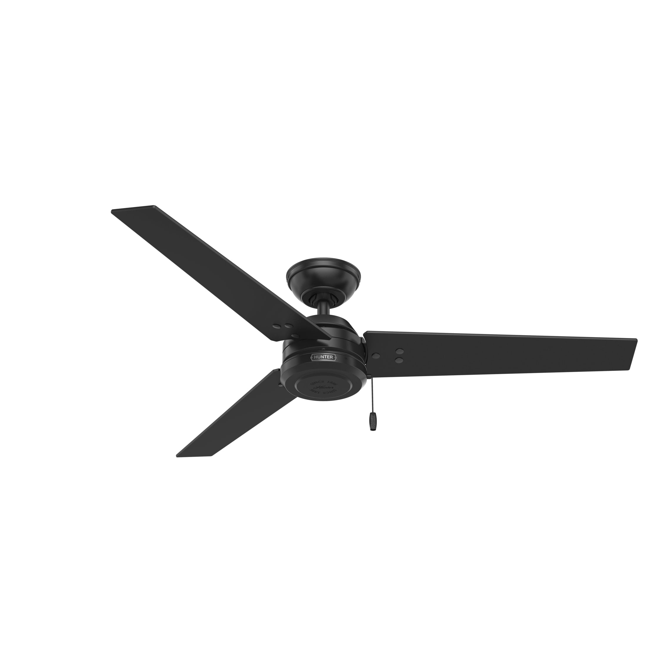 Hunter 52 inch Outdoor or Indoor Ceiling Fan No Light - Black Ceiling Fan without Light, For Patio, Porch, Garage, or Living Room, Standard Mount, 3 Blades, Pull Chain - Cassius 59264, Matte Black - Image 12