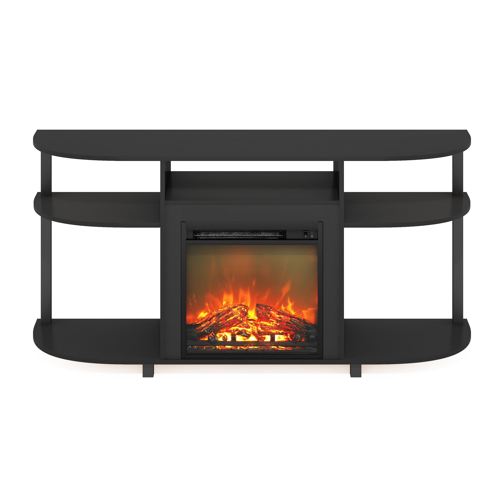 Furinno Jensen Open Storage Curved Entertainment Center Stand with Americano - Image 3