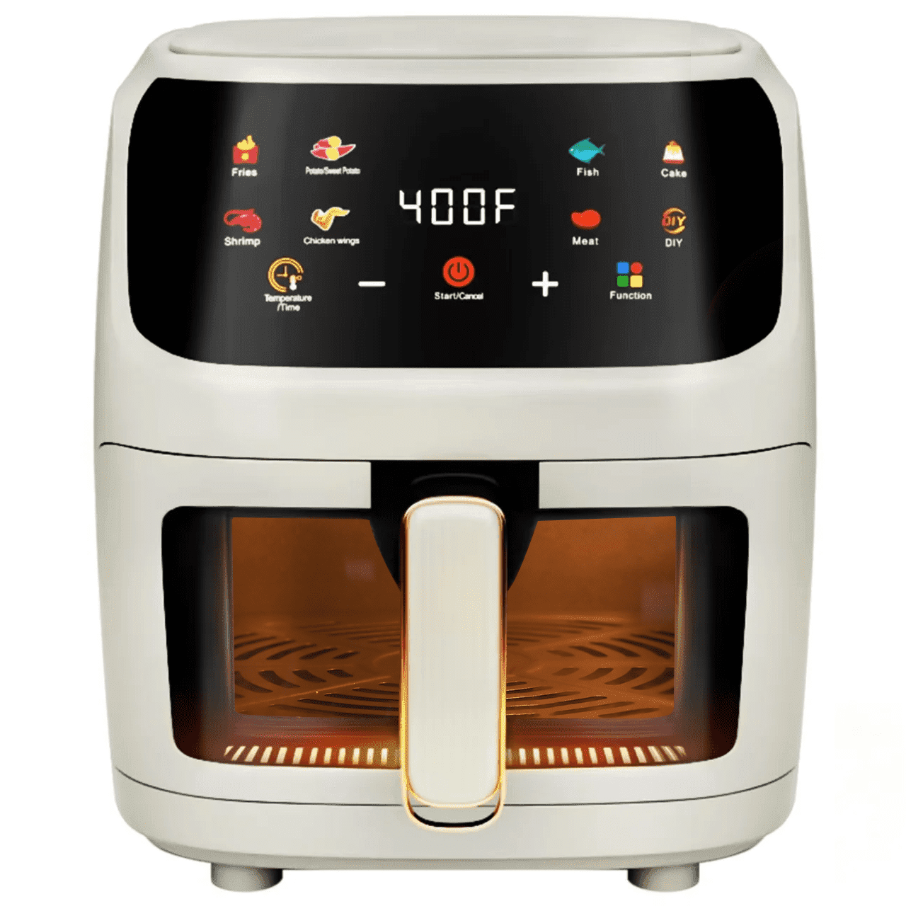 Bluebow Air Fryer Large 7.5QT, 8-in-1 Digital Touchscreen, Visible Cooking Window, 1700W, Cream White - Image 2