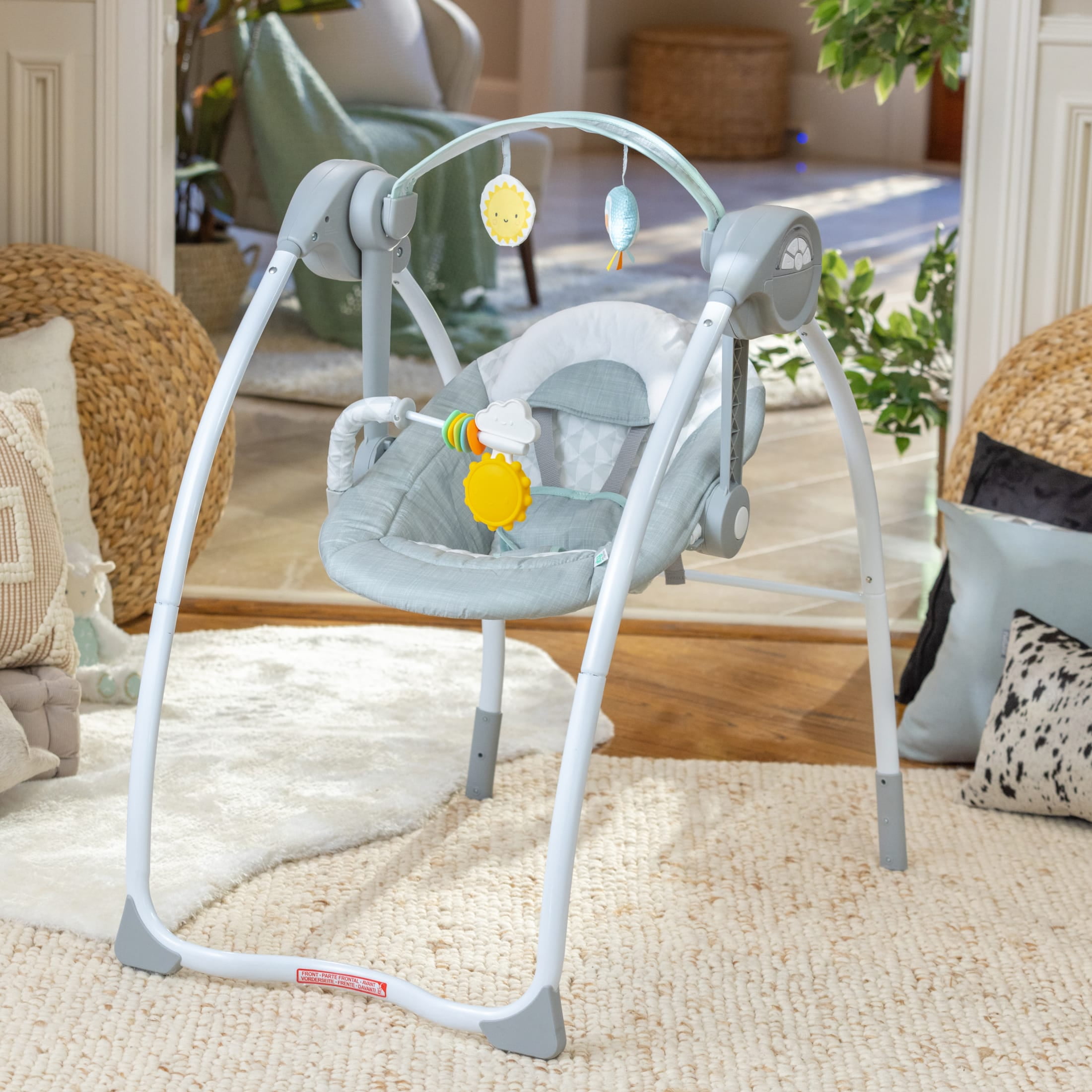Ingenuity Milestone Baby Swing, Toy Bar, 6-Speed - Grey - Image 12