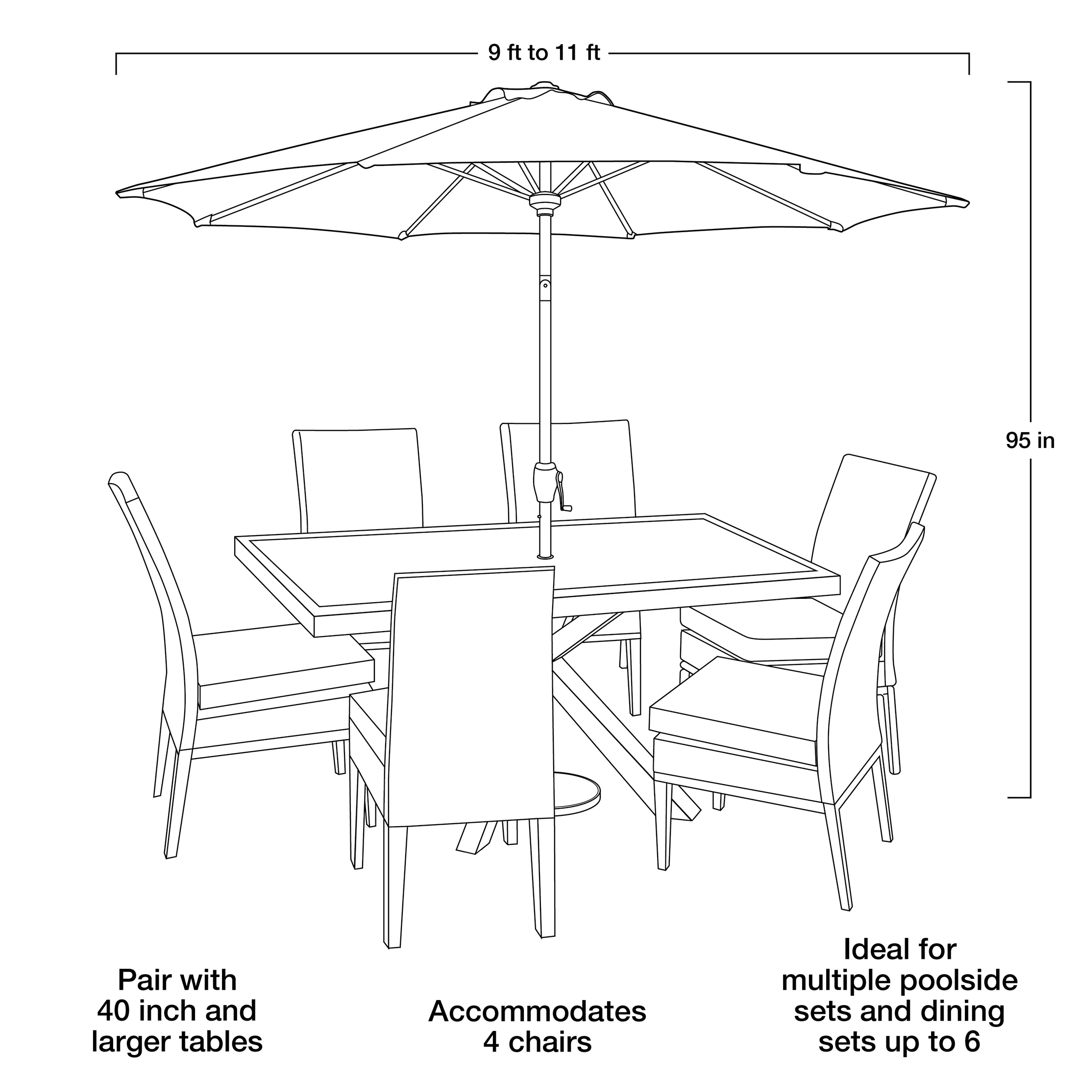 (2 pack) Mainstays 9' Red Crank Lift and 3 Position Tilt Patio Umbrella - Image 5