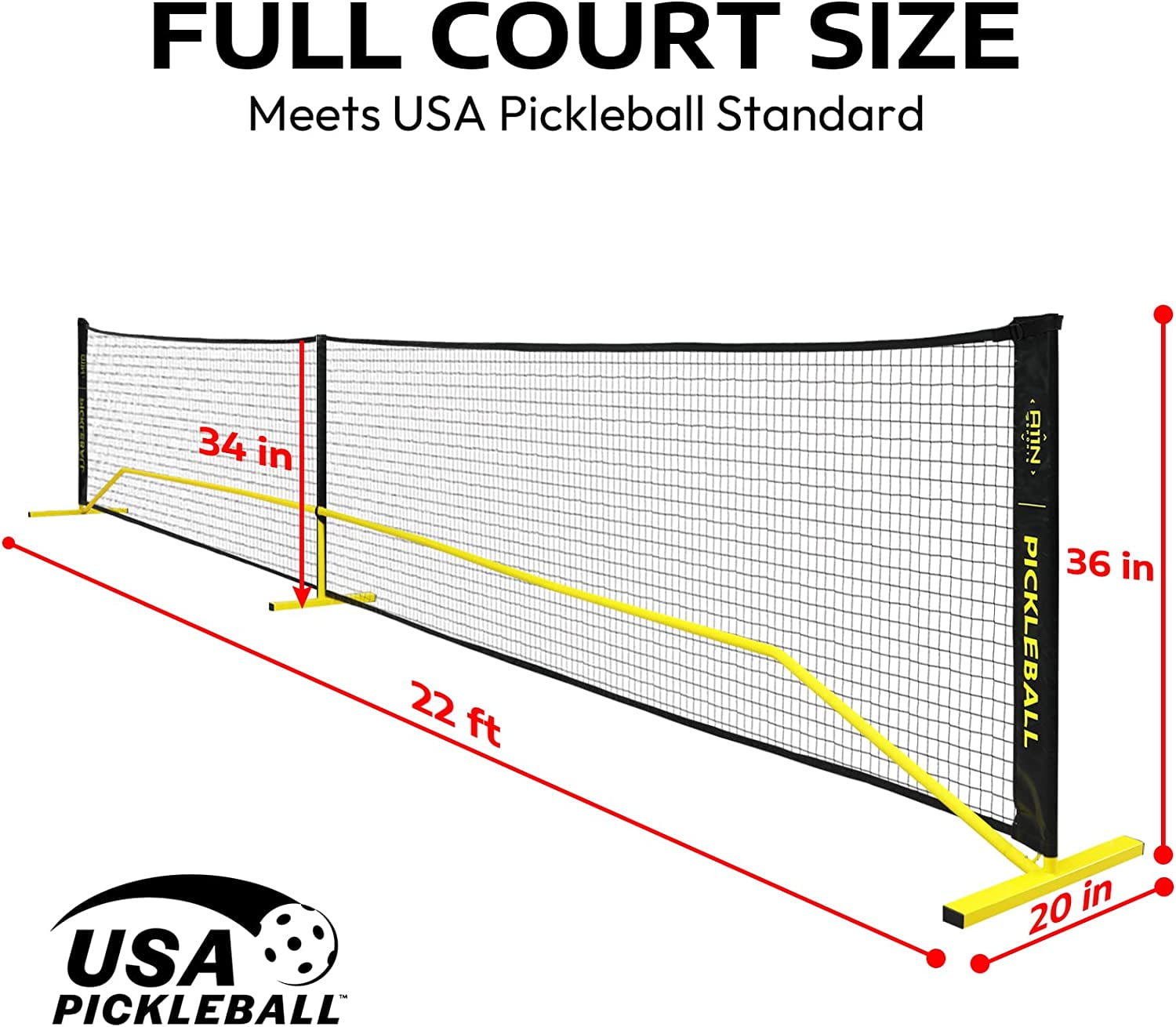 A11N SPORTS Portable Pickleball Net with Carrying Bag, PE/ Metal, 22ft - Image 4