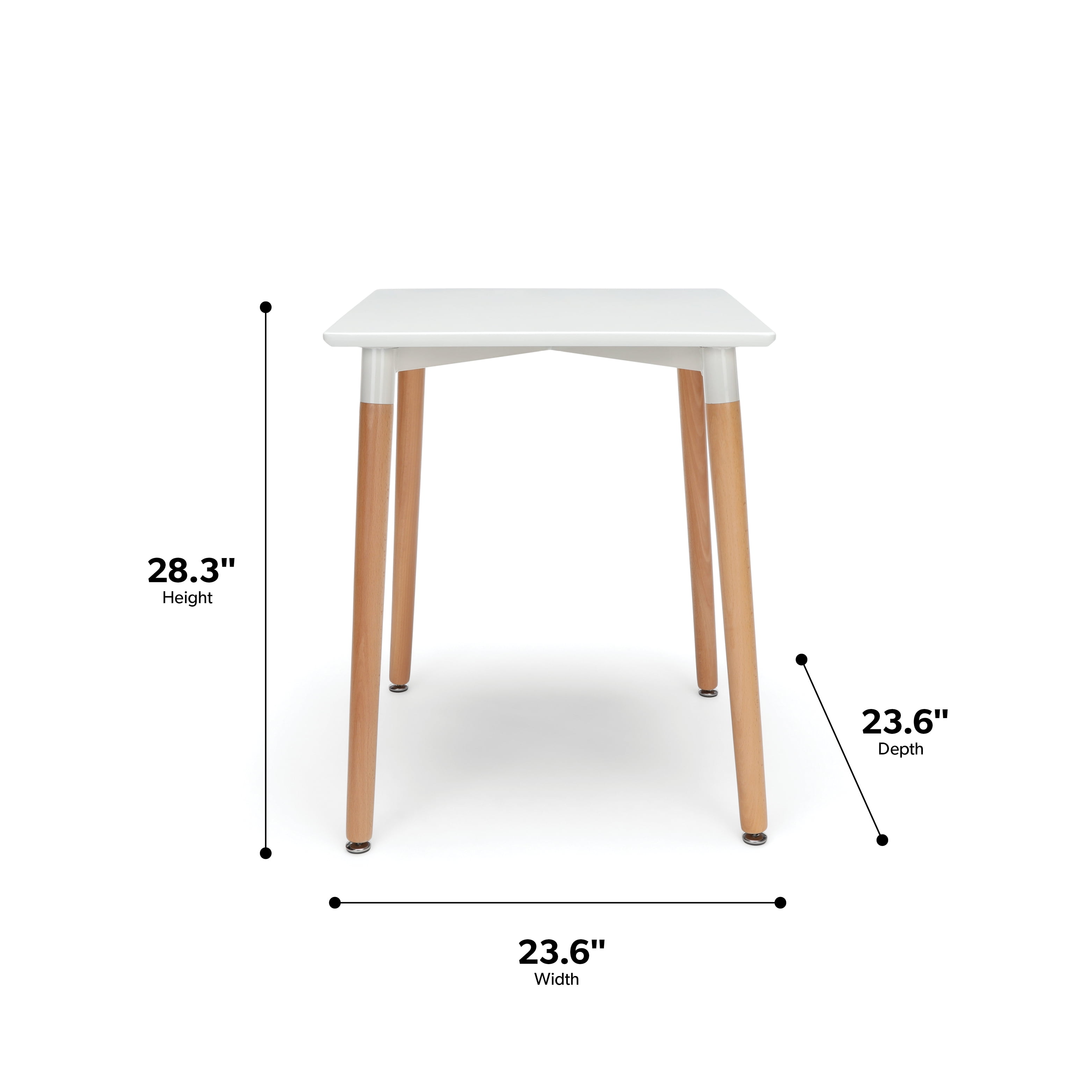 OFM Mid Century Modern 24" Square Dining Table, Solid Wood Legs, White - Image 17
