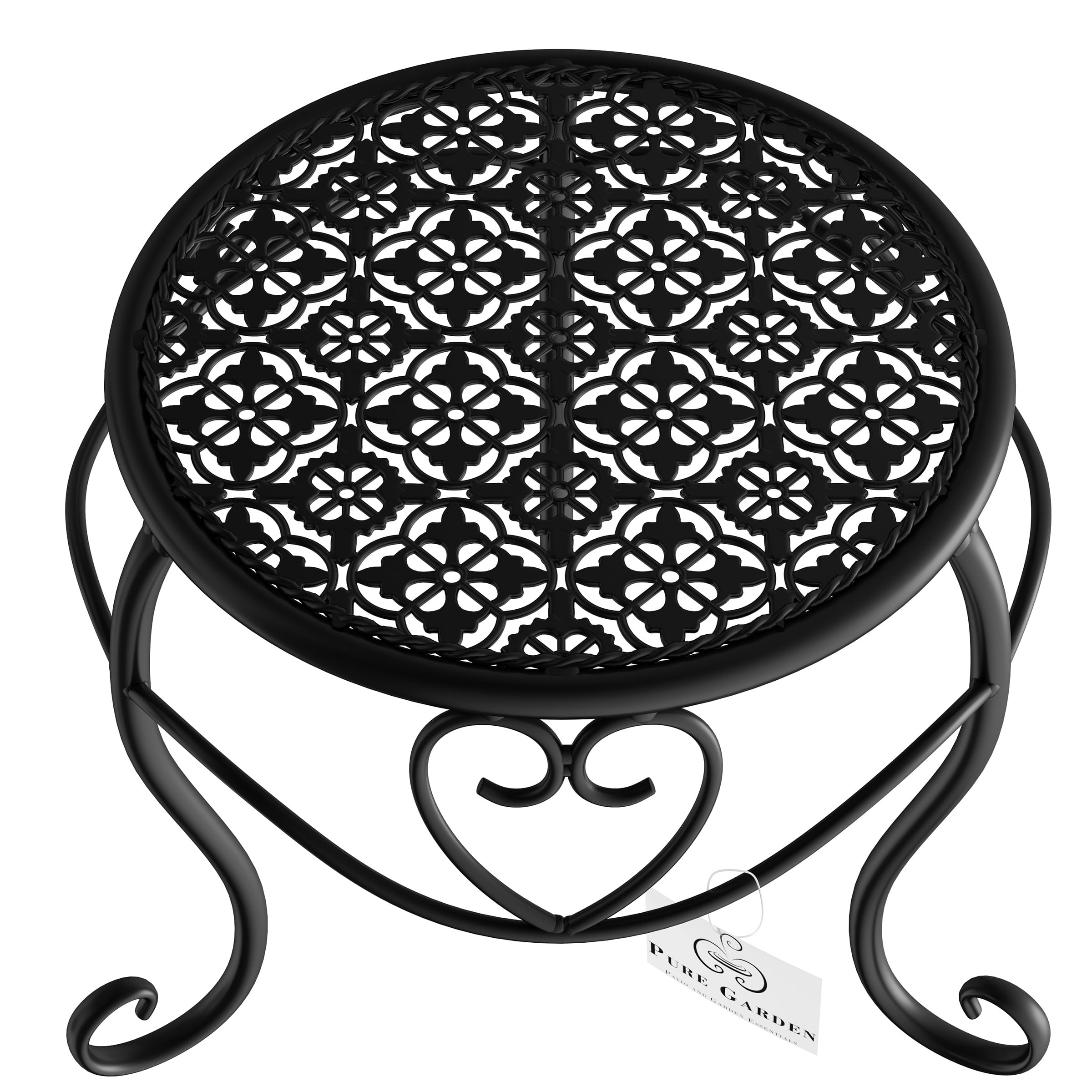 Plant Stands ' Set of 2 Indoor or Outdoor Nesting Wrought Iron Inspired Metal Round Decor - Image 5
