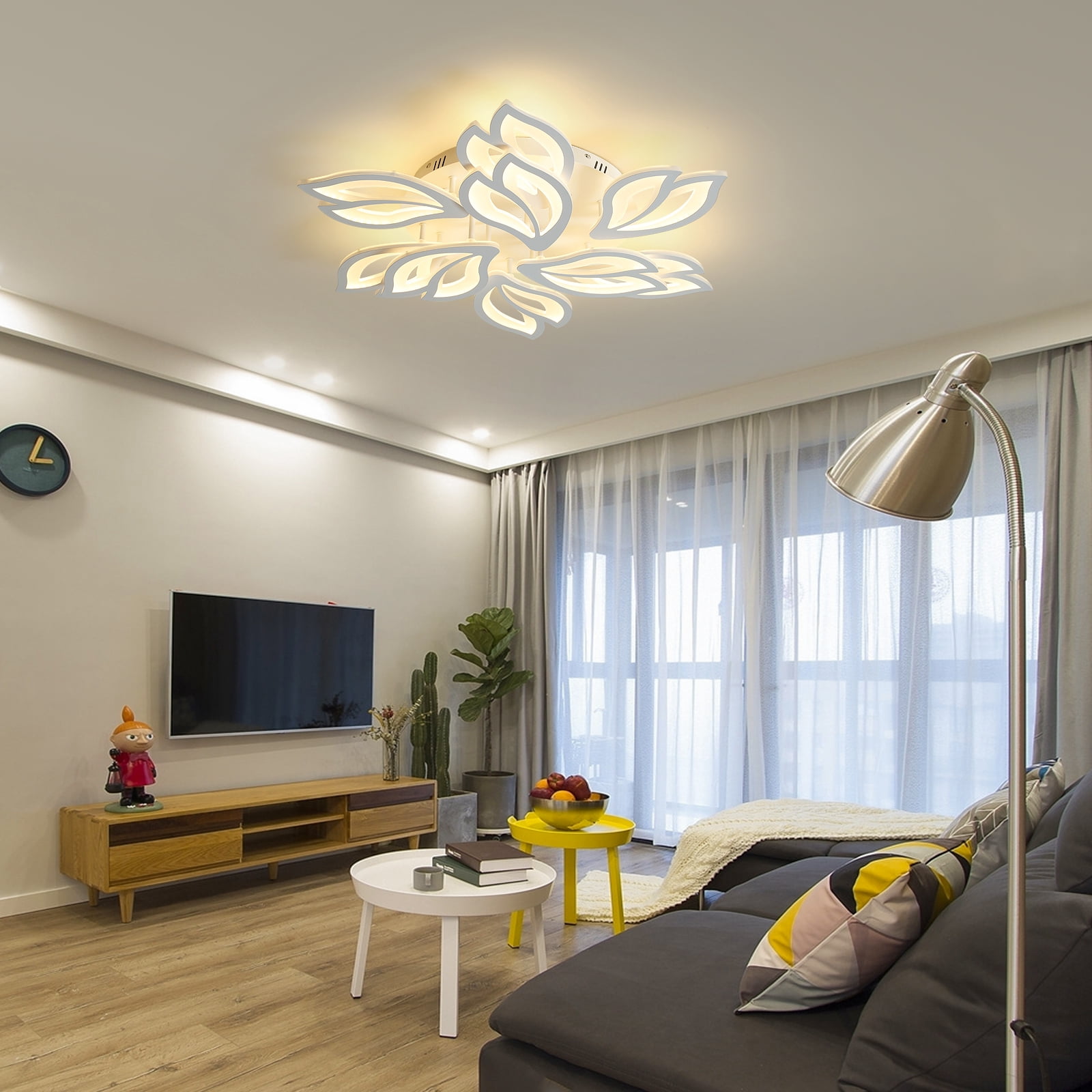 Garwarm Modern Ceiling Light, 29.5in Dimmable LED Flush Mount Ceiling Lamp, 75W Acrylic Sahde Ceiling Chandelier Lighting Fixture with Remote Control for Living Dining Room Bedroom - Image 13