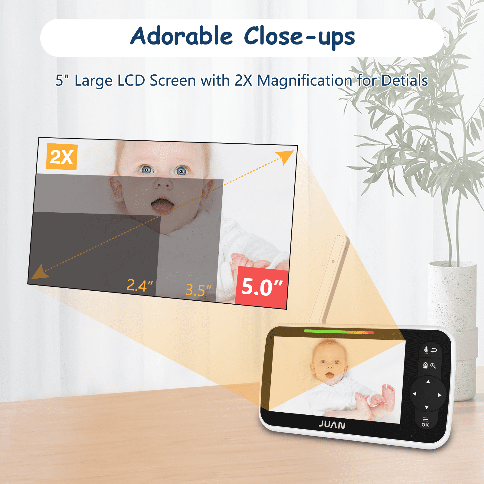 JUAN Baby Monitor with Camera and Audio, Video Baby Monitor with No Wifi, 5 inch Large LCD Screen - Image 4