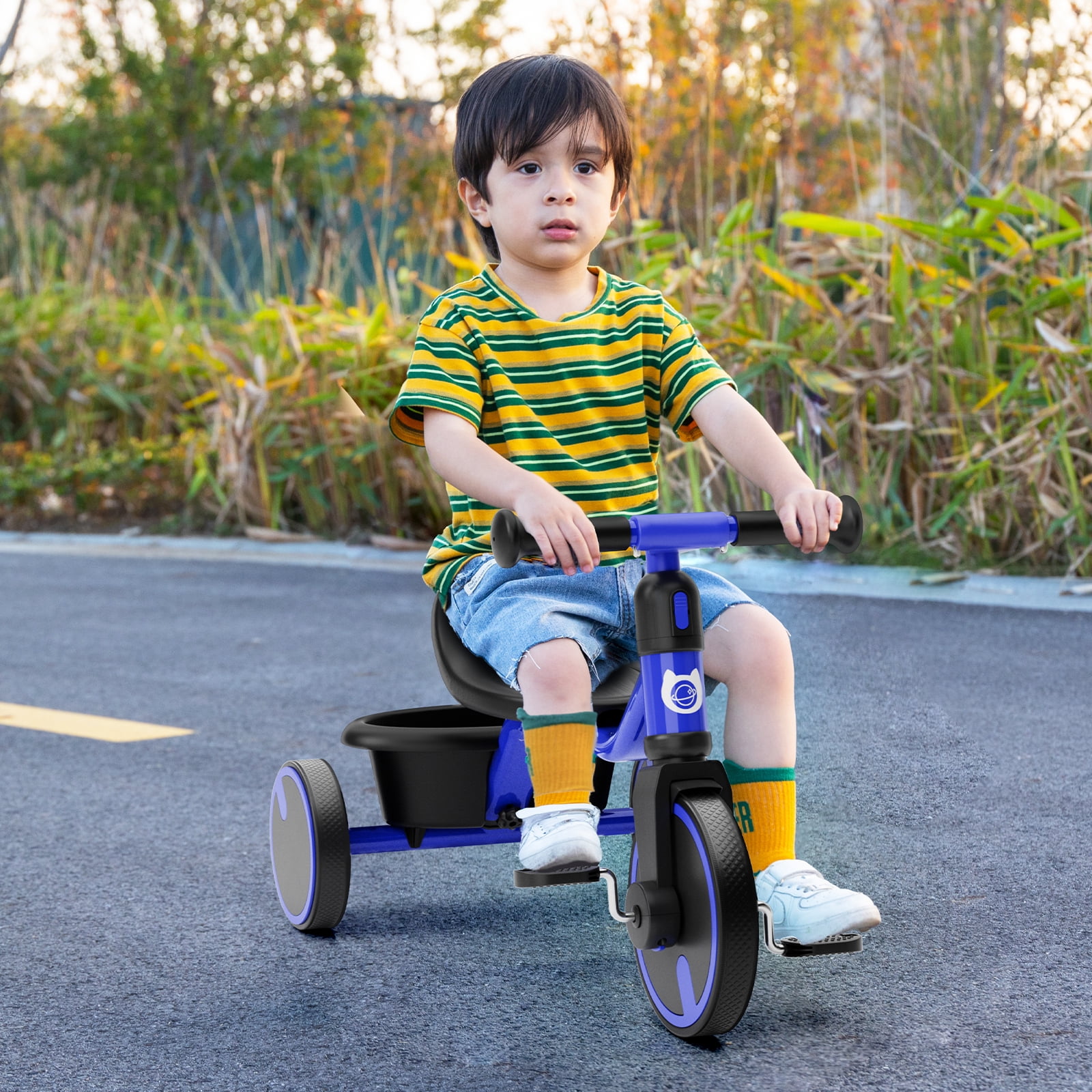 XJD 5-in-1 Toddler Bike for 1-4 Years Old Boys Girls Tricycles for Toddlers Kids Trikes for Balance Training Baby Bike Infant Trike,Blue - Image 9