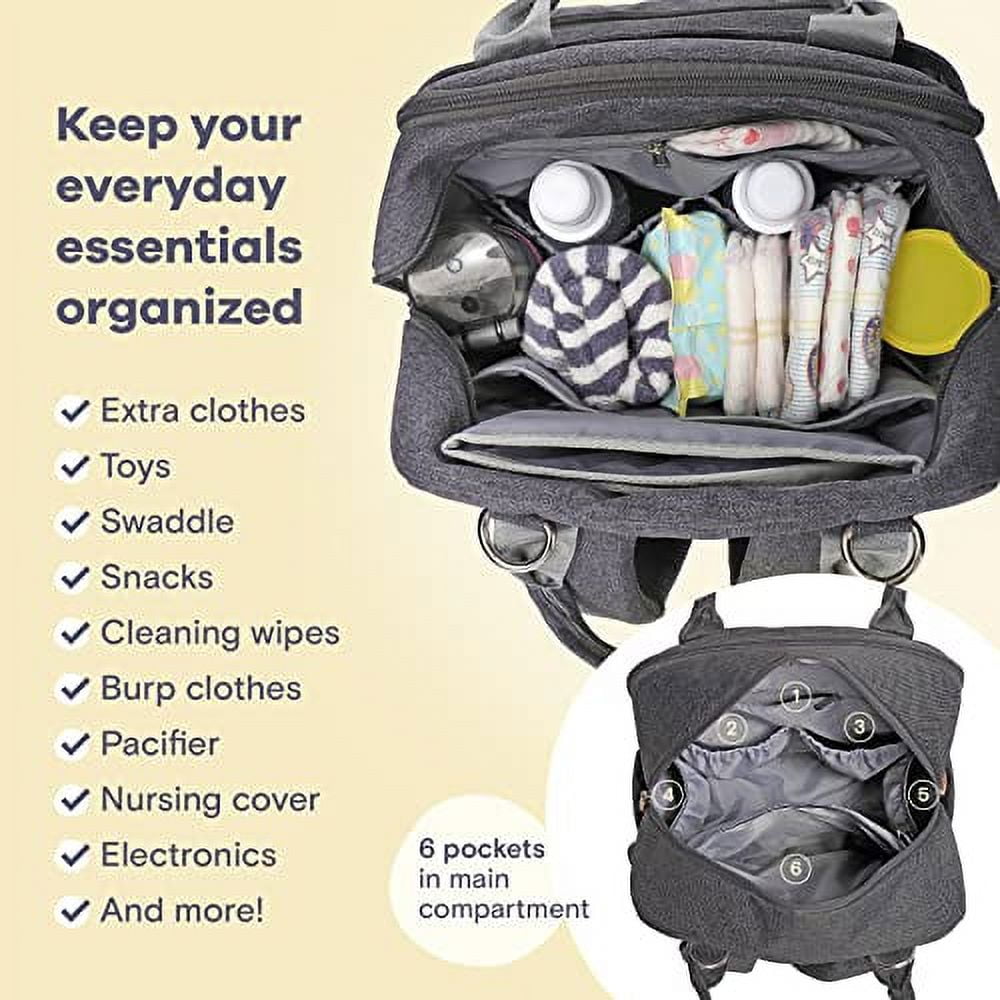 Ruvalino Baby Diaper Bag Backpack with Pacifier Holder, Multifunctional Travel Bag, Dark Gray, Large - Image 5